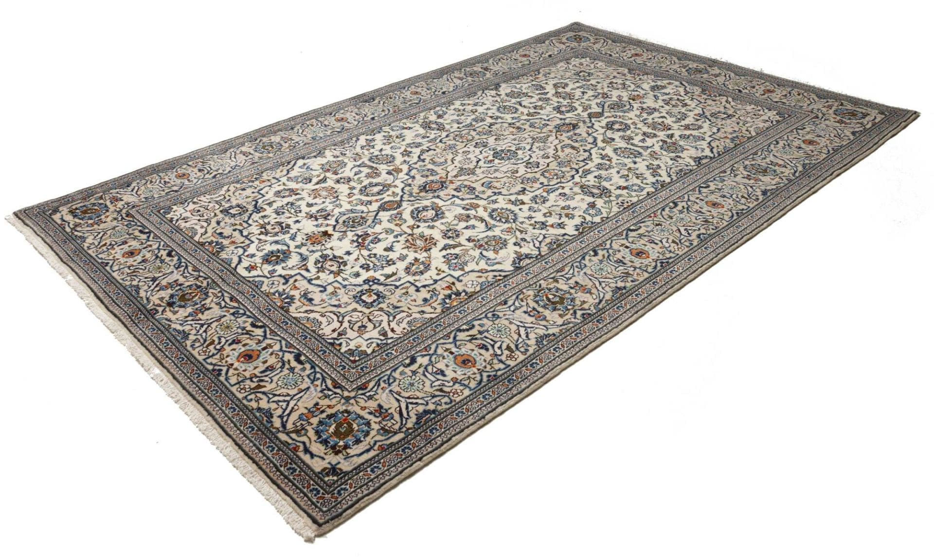 Kashan Teppich 199 x 312cm, florale Muster, handgeknüpft, Perserteppich