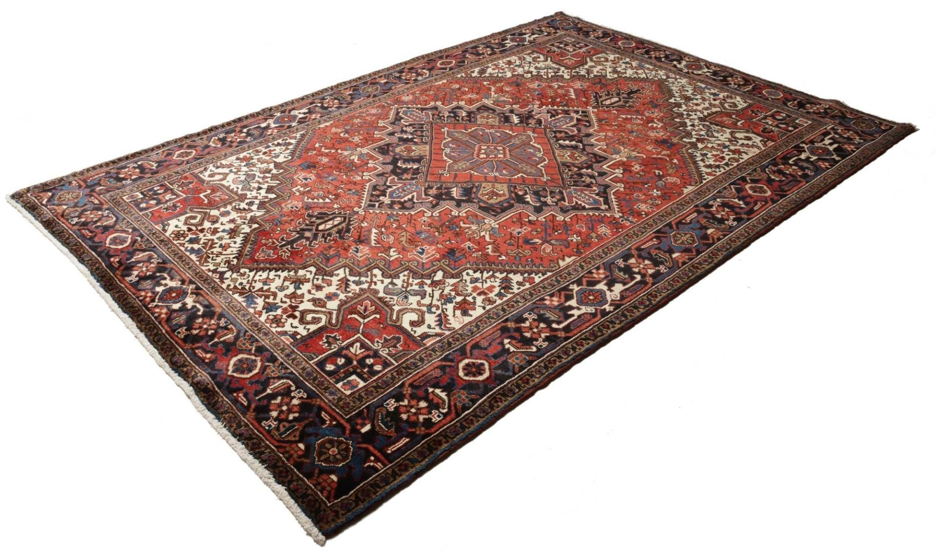 Orientteppich Heriz 213 x 306 cm, geometrisches Muster, handgeknüpft