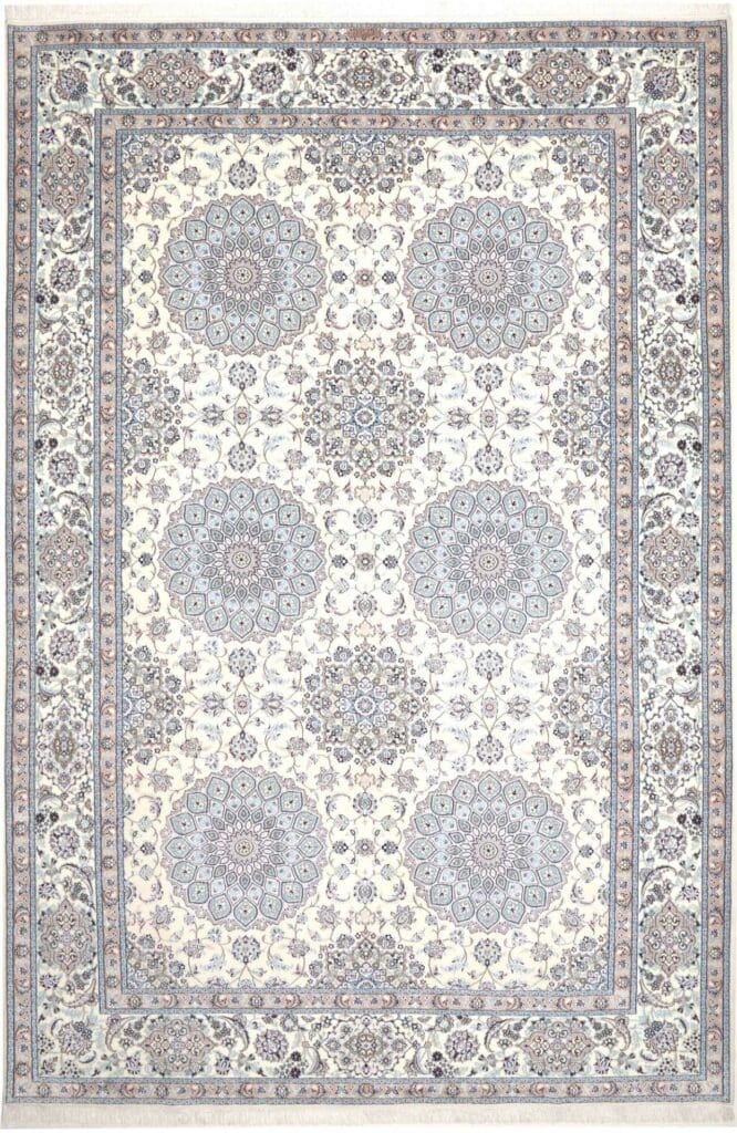 Nain Teppich 218 x 317cm, florale Muster, handgeknüpft, Perserteppich