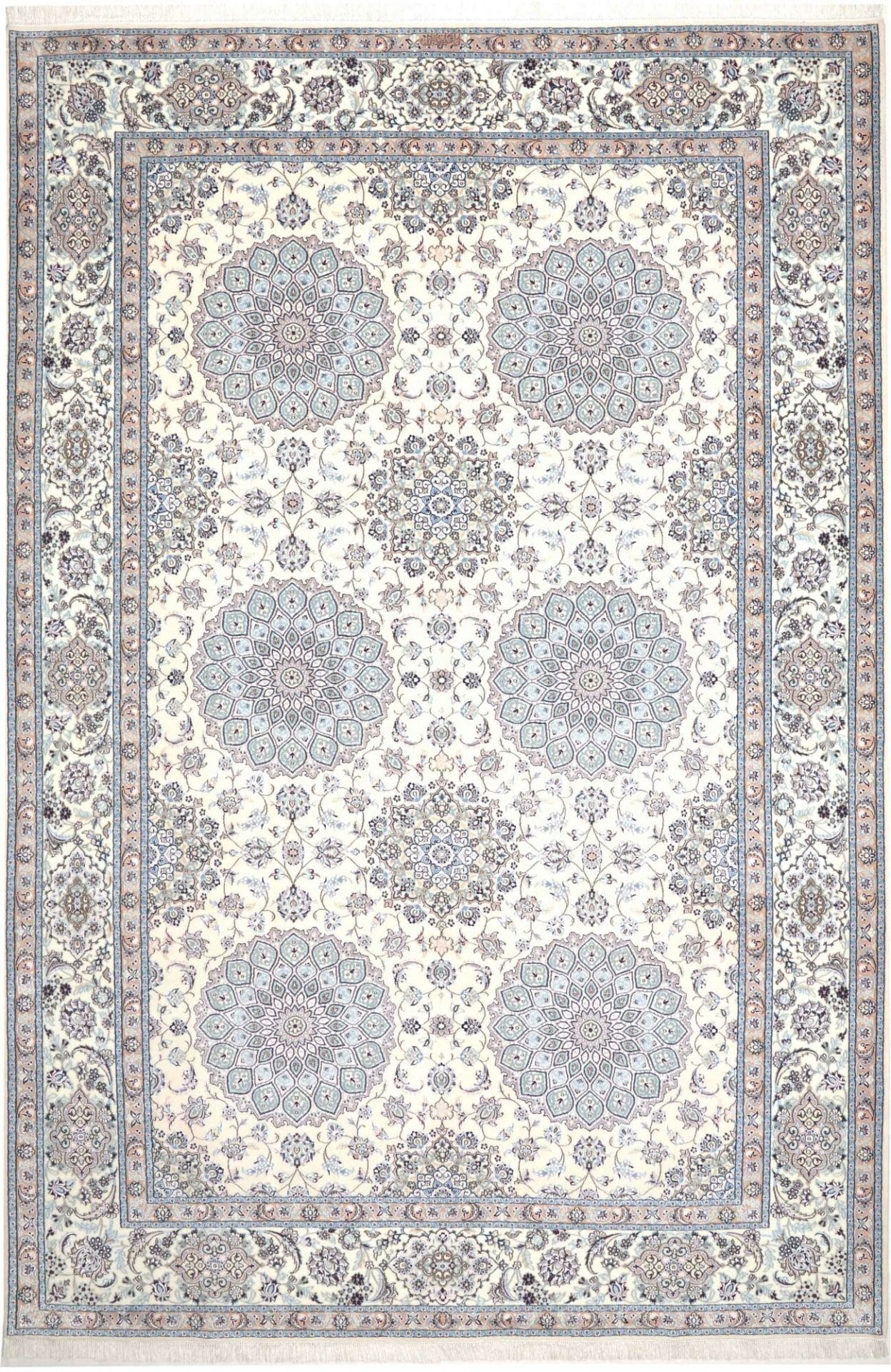 Nain Teppich 218 x 317cm, florale Muster, handgeknüpft, Perserteppich