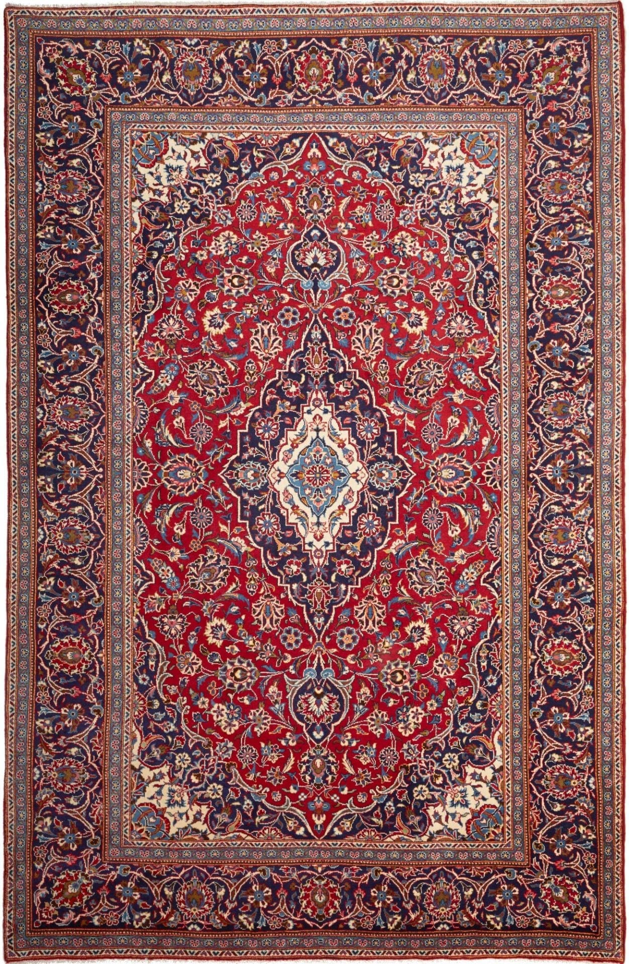 Kashan Teppich 203 x 287cm, florale Muster, Schurwolle, handgeknüpft