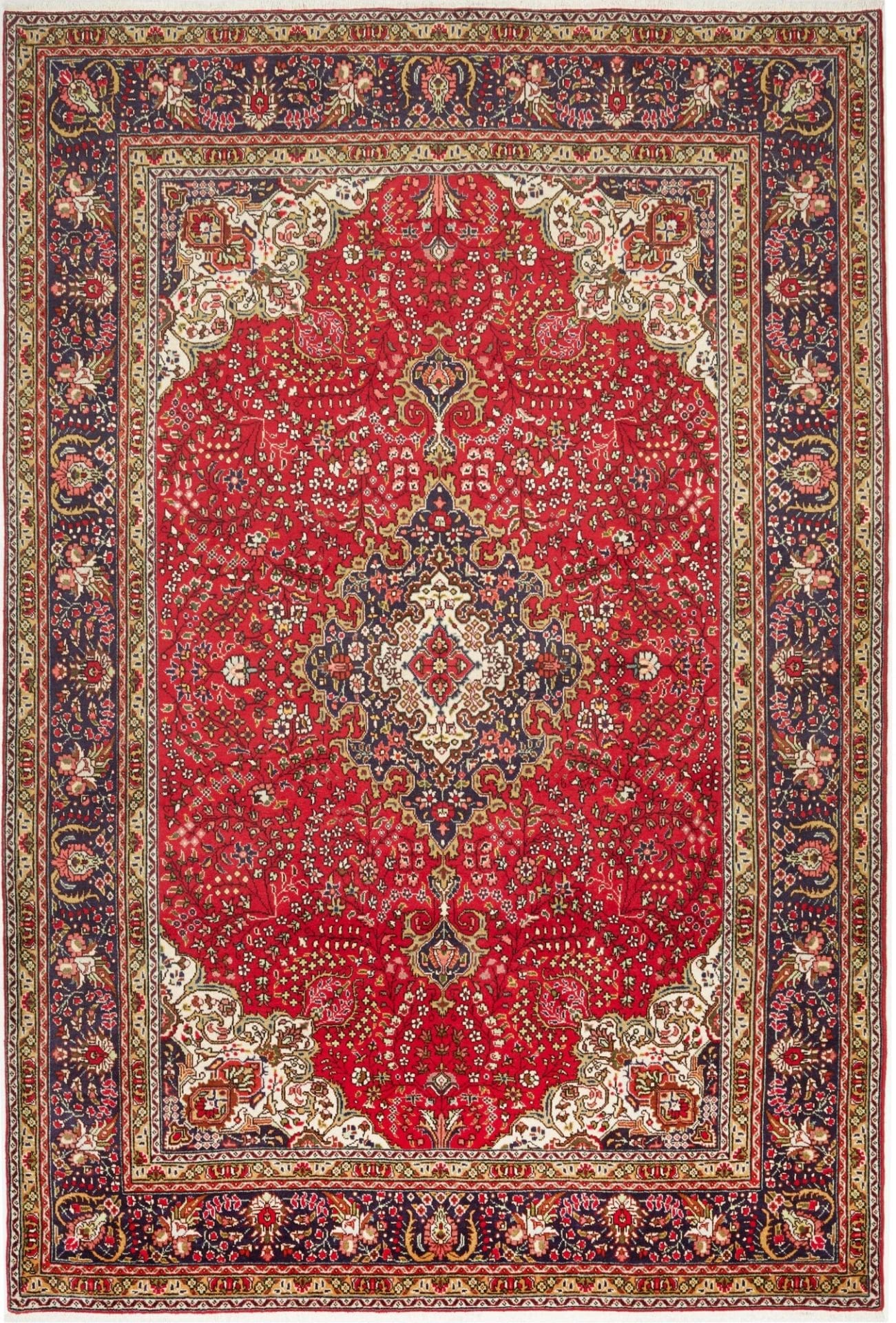 Täbriz Teppich 203 x 296cm, handgeknüpft, Schurwolle, florales Muster