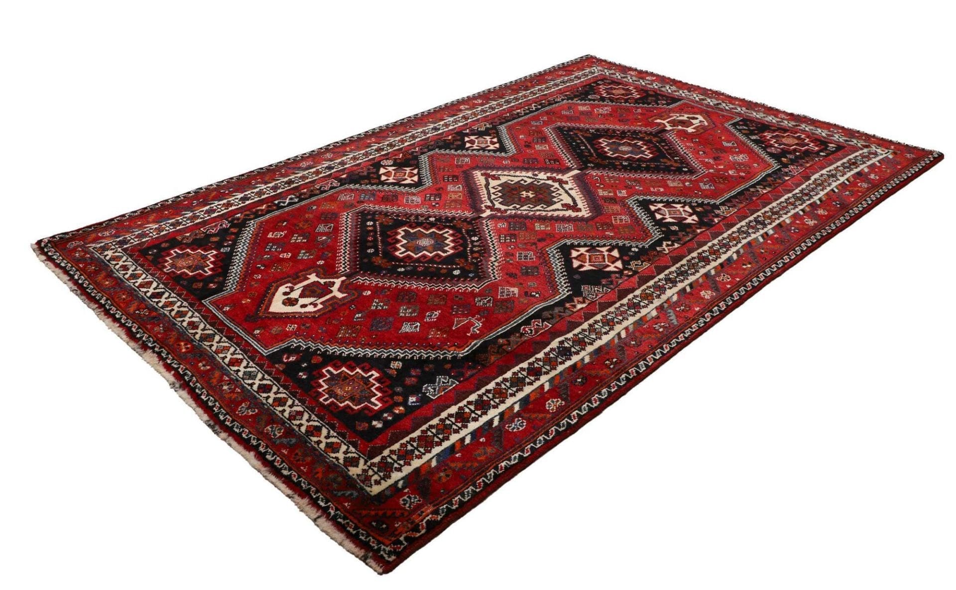 Shiraz Teppich 179 x 276cm, Wolle, geometrische Muster, handgeknüpft