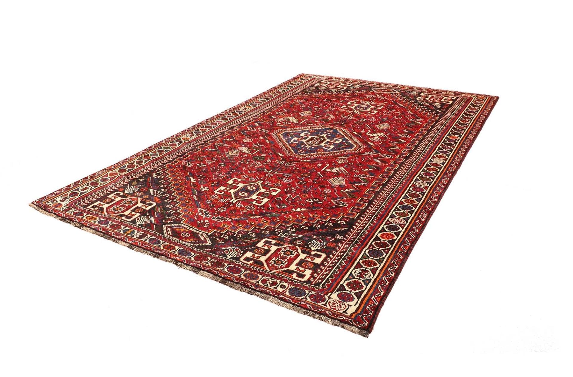 Shiraz Teppich 216 x 313 cm - Wolle, geometrisches Muster, handgeknüpft