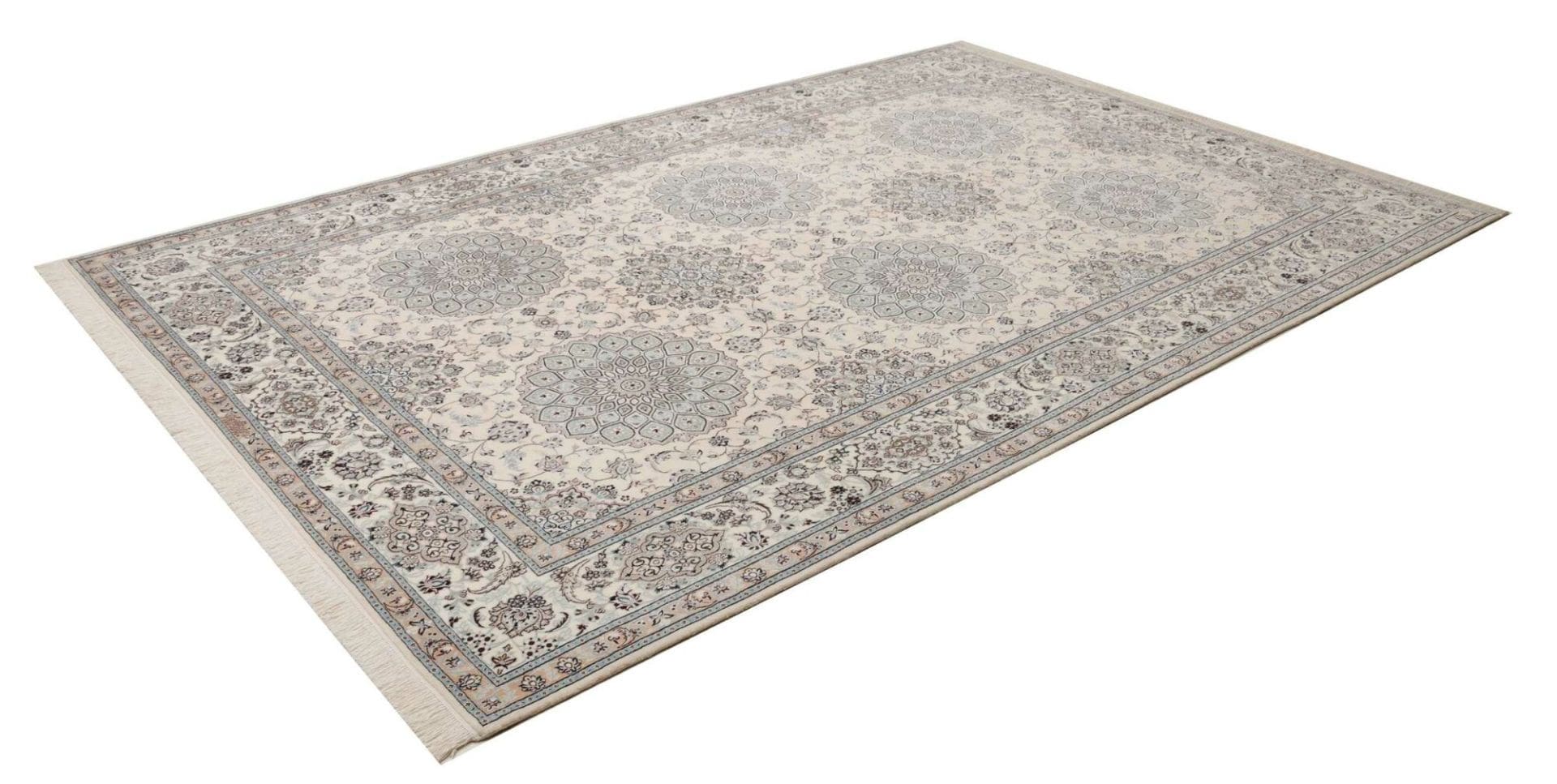 Nain Teppich 218 x 317cm, florale Muster, handgeknüpft, Perserteppich
