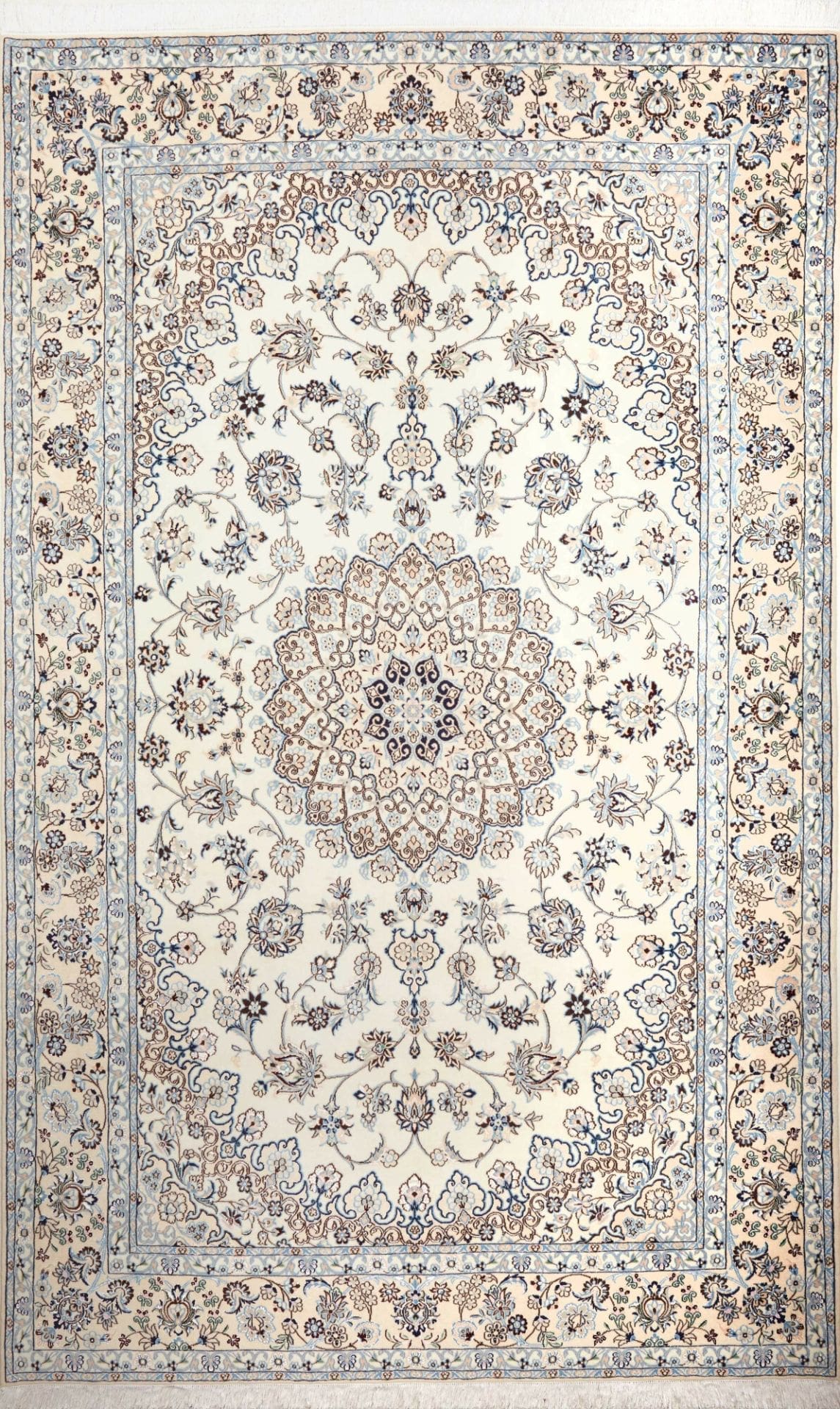 Nain Teppich 208 x 325 cm, florales Muster, handgeknüpft, Perserteppich