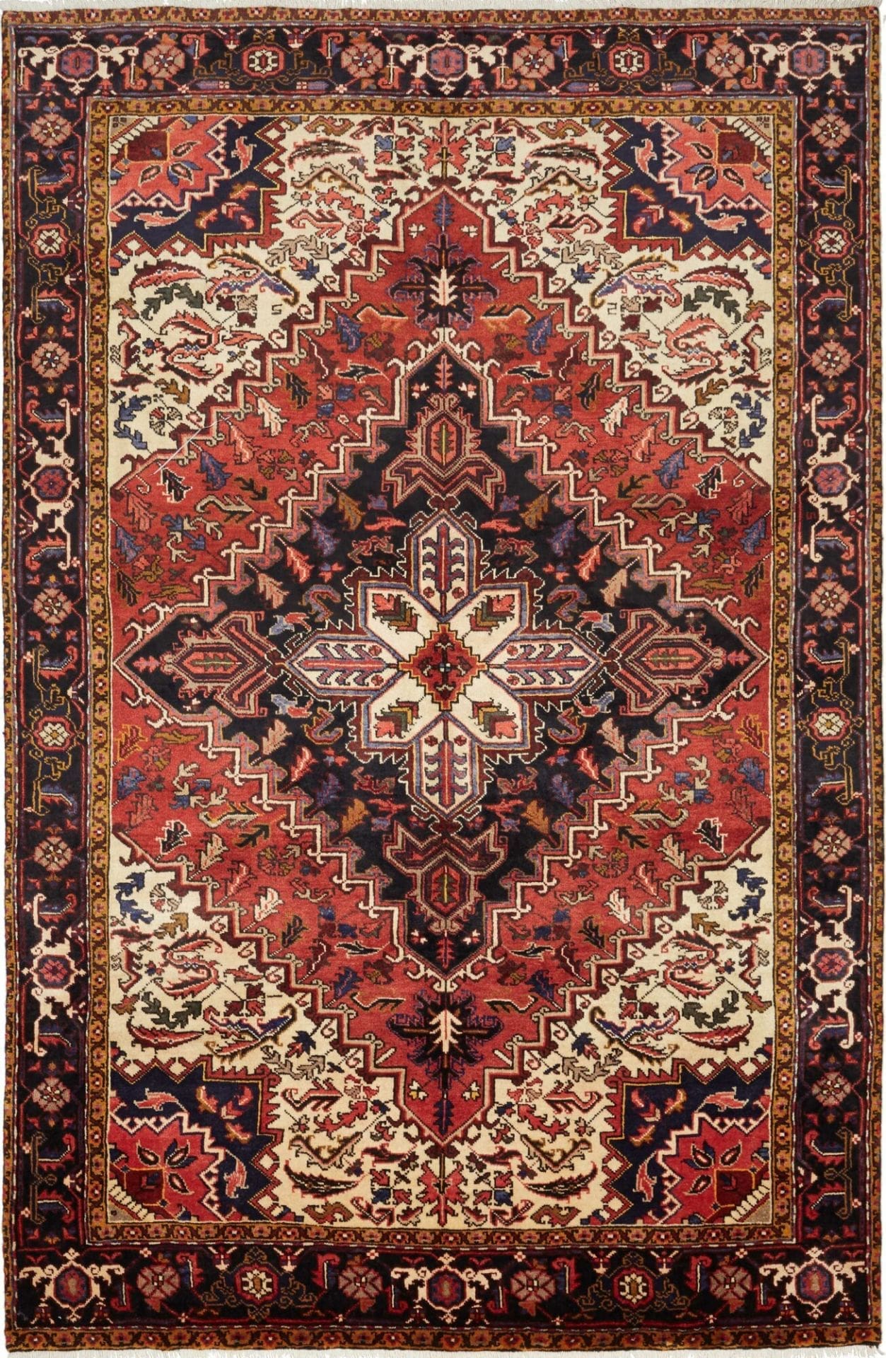 Heriz Teppich 196 x 300 cm, rustikales Design, handgeknüpft