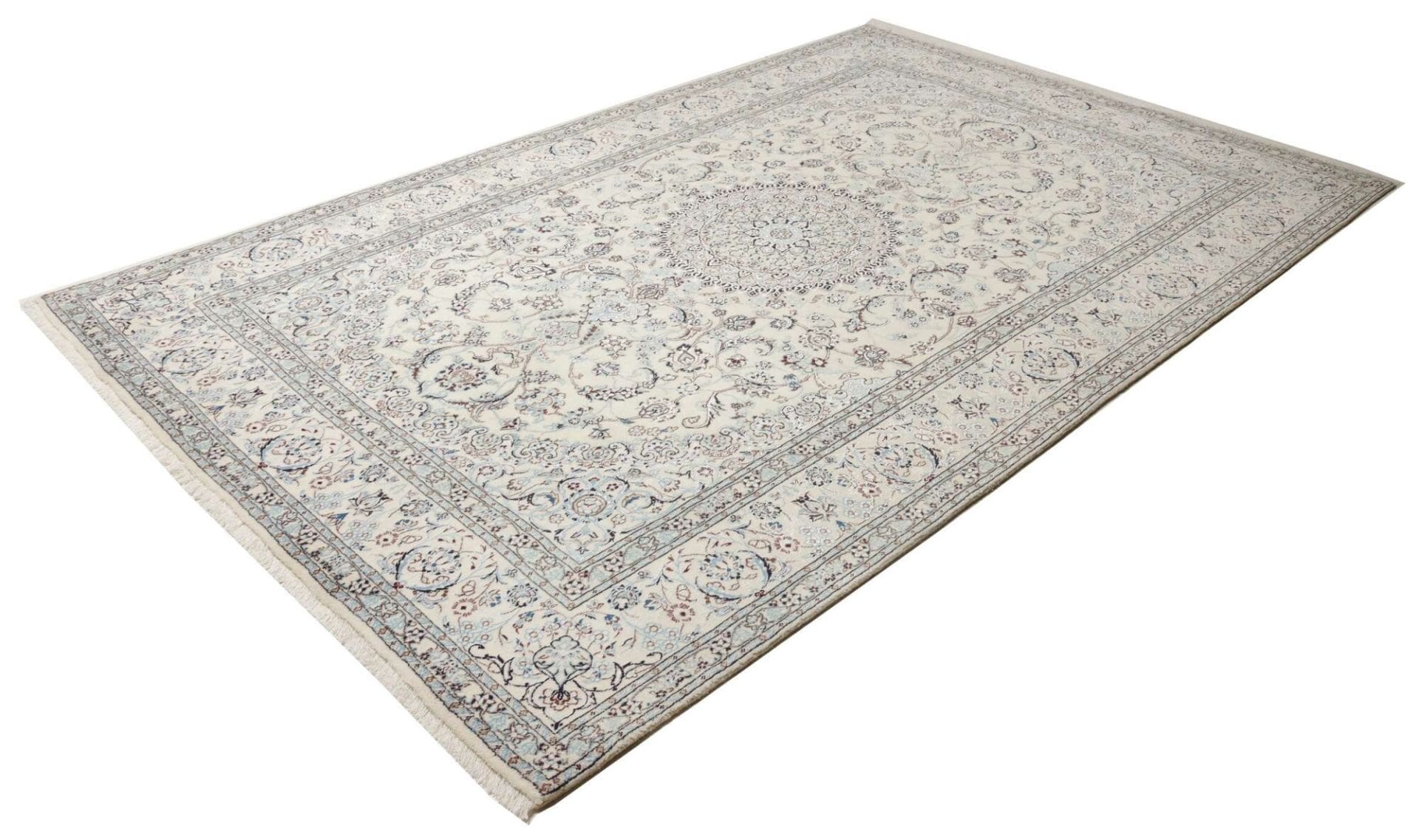 Exklusiver Nain Teppich 190 x 290 cm in königsblau, handgeknüpft