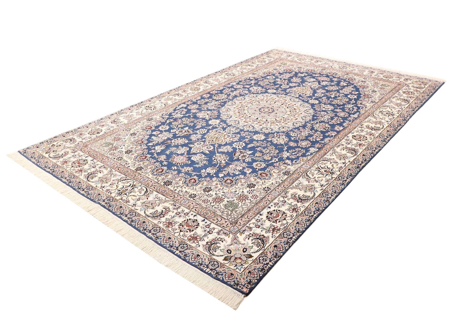 Nain Teppich 203 x 309cm, florales Muster, handgeknüpft, Perserteppich