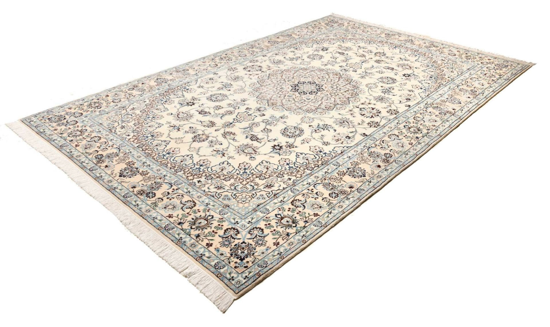 Nain Teppich 208 x 325 cm, florales Muster, handgeknüpft, Perserteppich