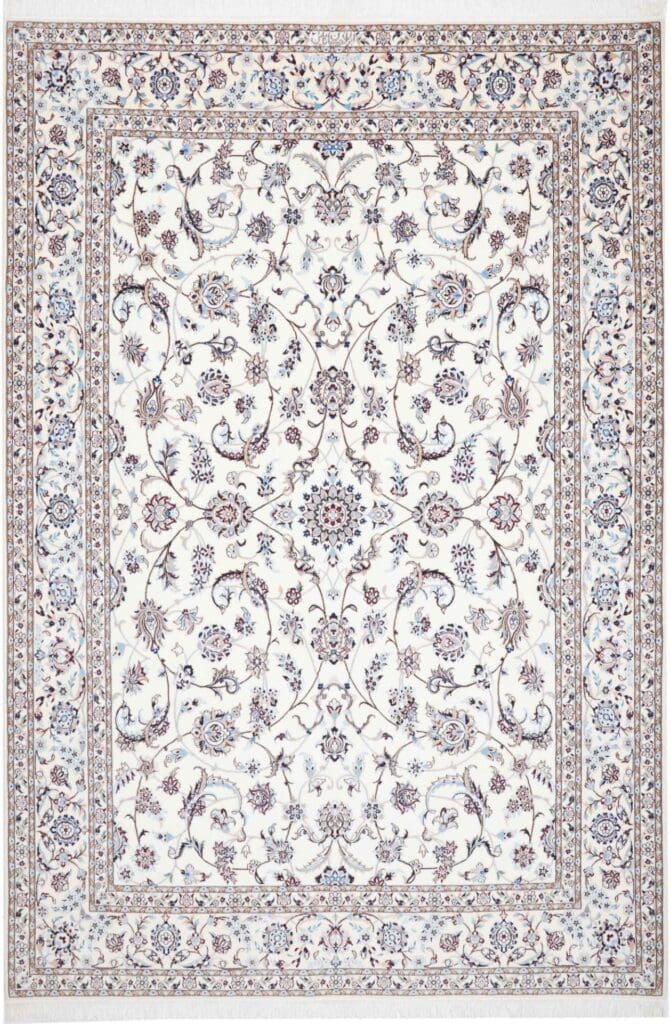 Nain Teppich 208 x 302cm, florale Muster, handgeknüpft, Perserteppich