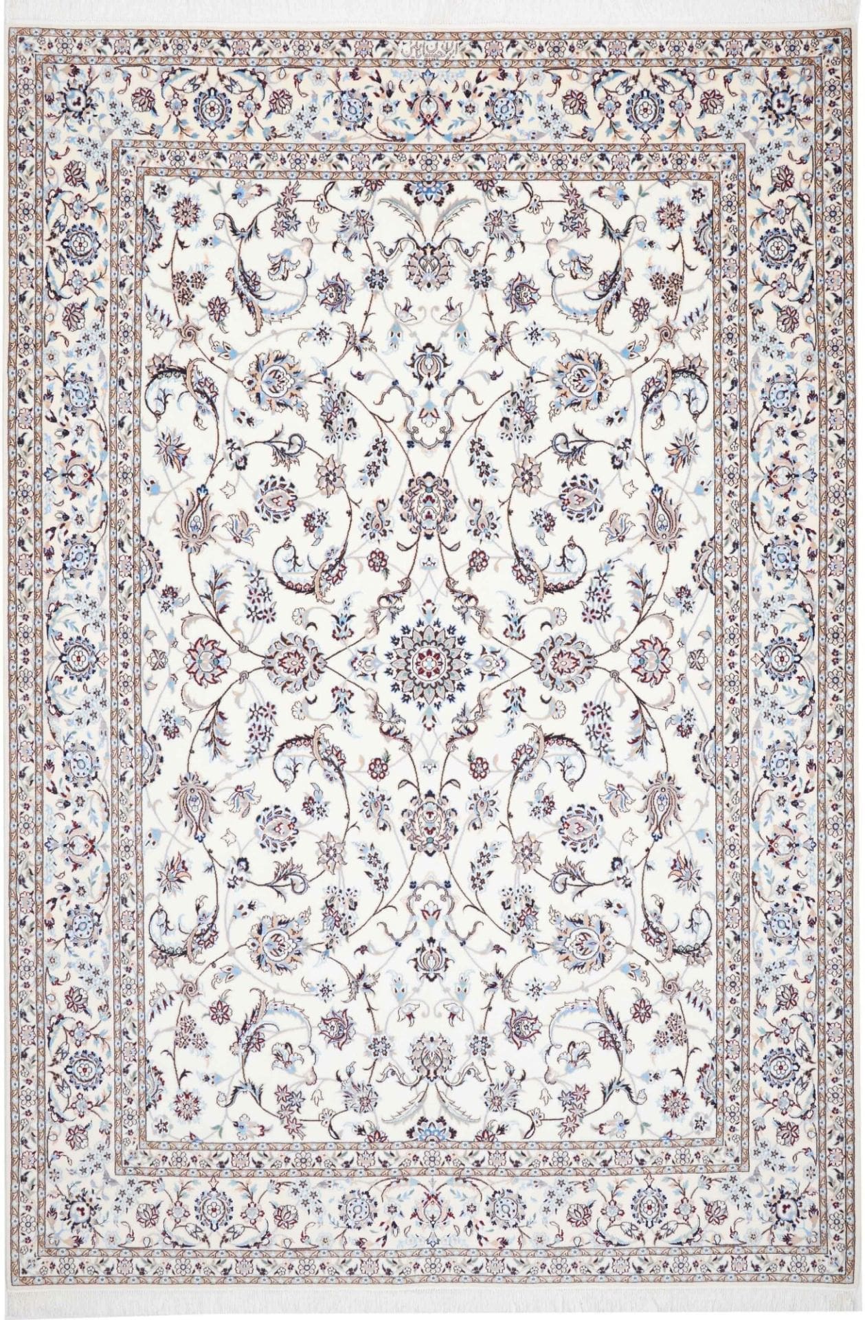 Nain Teppich 208 x 302cm, florale Muster, handgeknüpft, Perserteppich