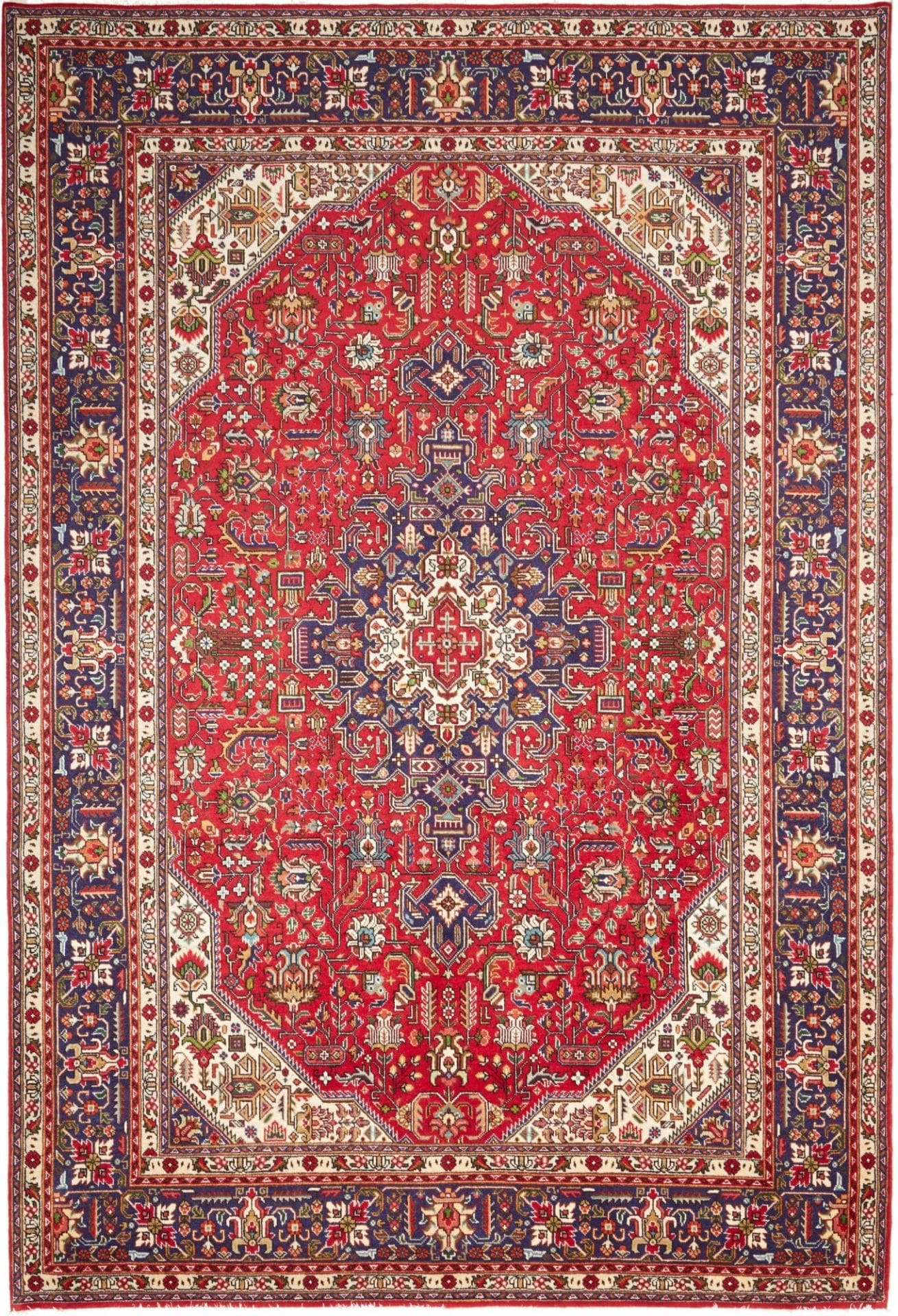 Täbriz Teppich 203 x 297 cm, florales Muster, handgeknüpft, Perserteppich