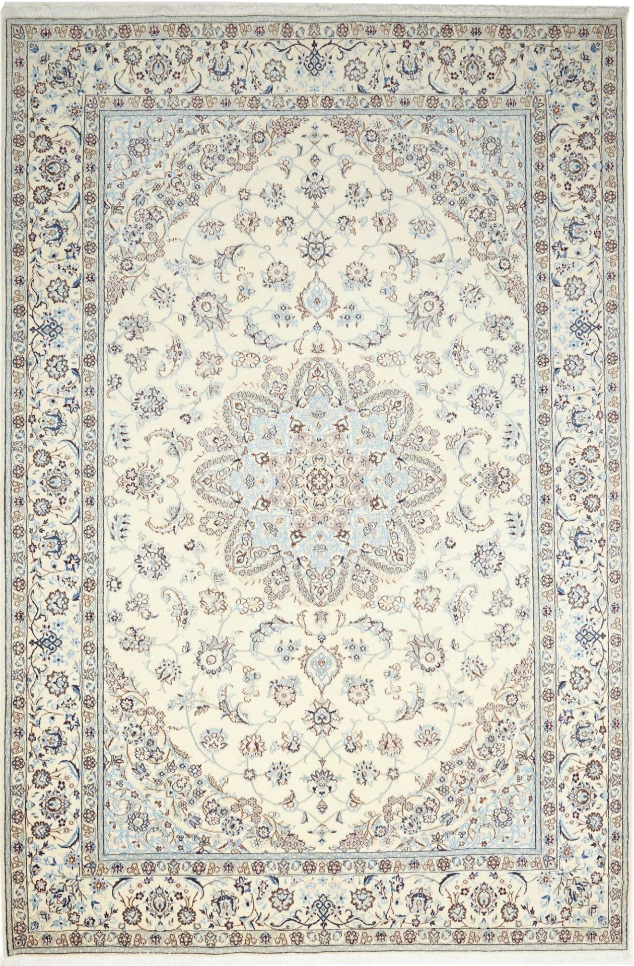Nain Teppich 205 x 306cm, florale Muster, handgeknüpft, Perserteppich H1