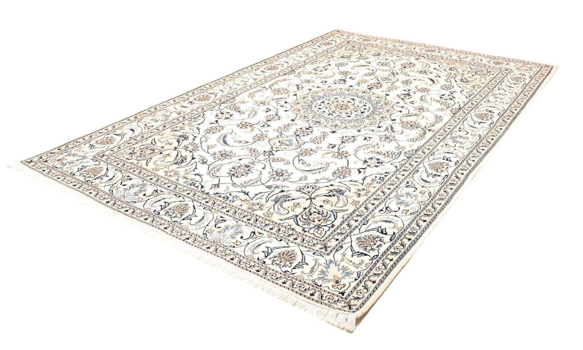 Eleganter Nain Teppich 208 x 305 cm, florales Muster, handgeknüpft