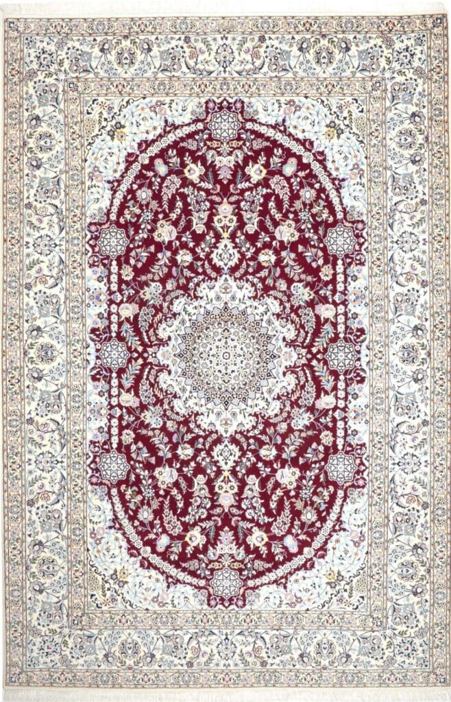 Nain 6La 203 x 307cm, florales Muster, handgeknüpft, Perserteppich H1