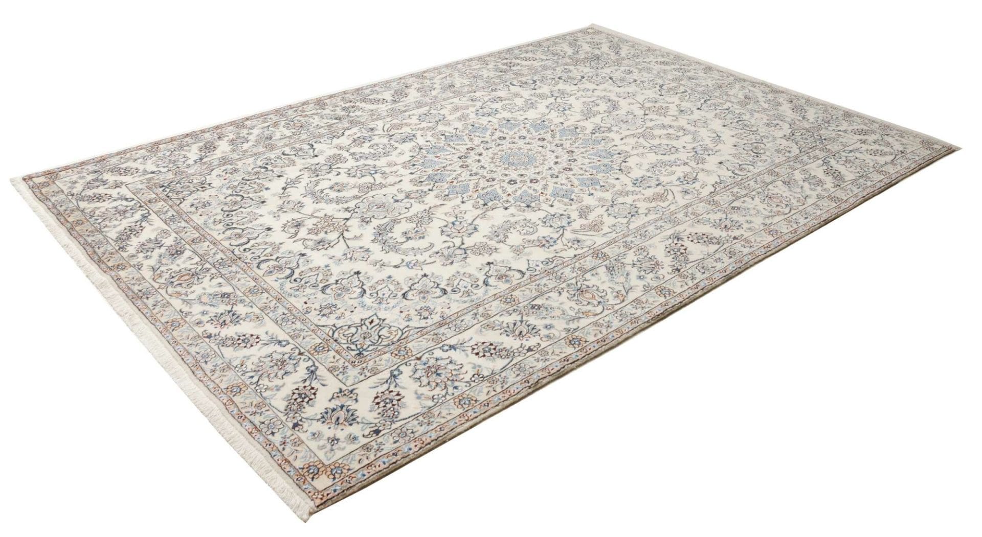 Nain Teppich 203 x 292 cm, florales Muster, handgeknüpft, Perserteppich