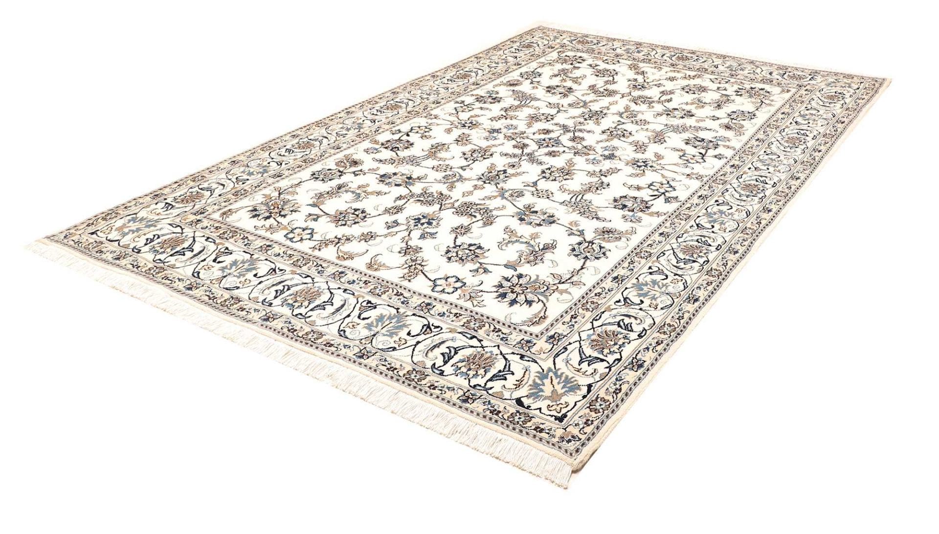 Nain Teppich 206 x 307 cm, handgeknüpft, florale Muster, Perserteppich