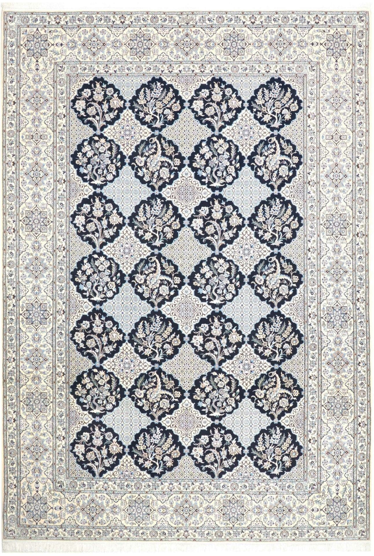 Nain Teppich 209 x 300cm, handgeknüpft, florales Muster, Perserteppich