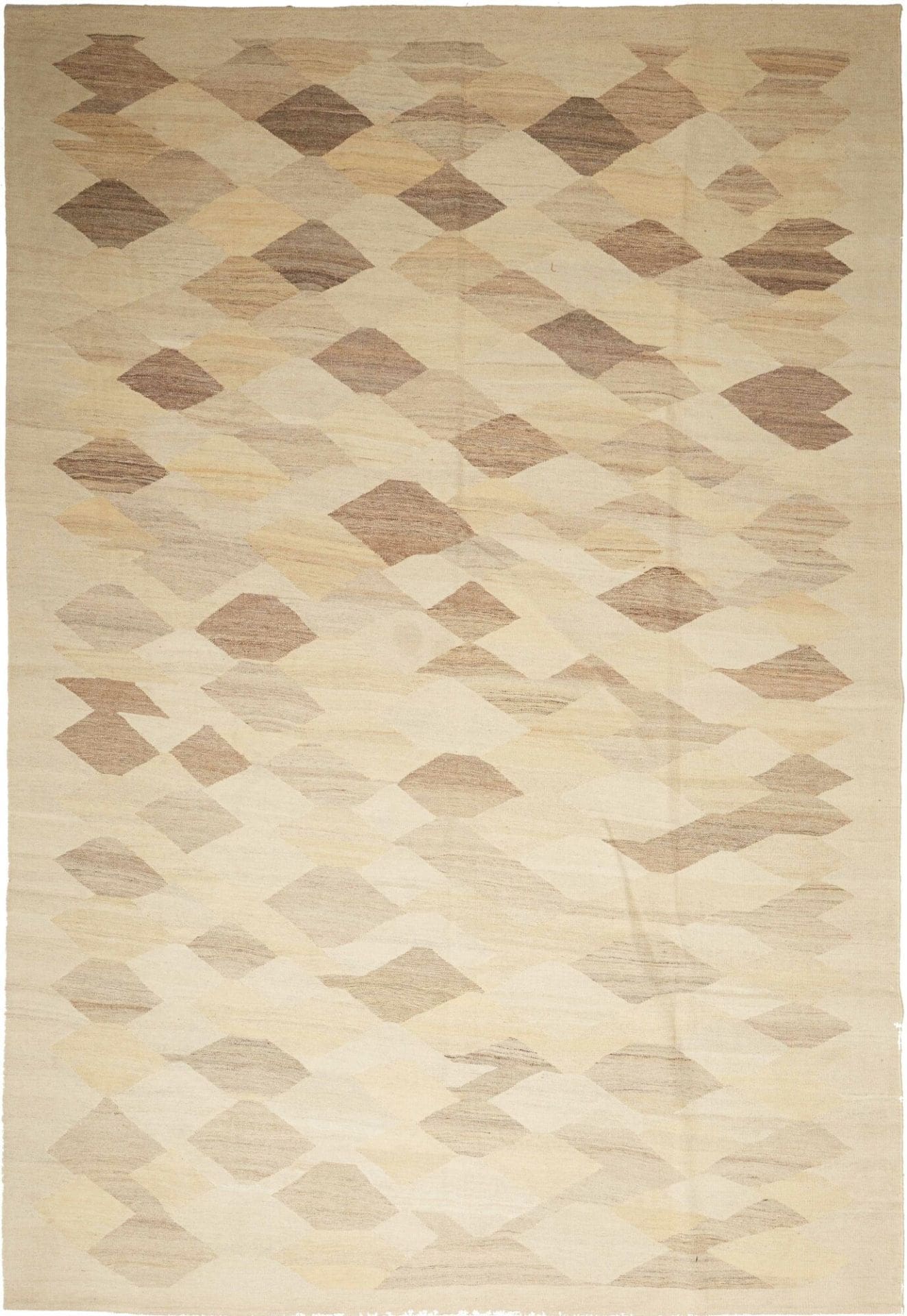 Kelim Teppich 211 x 298cm, handgewebt, rustikales Flair, Vintage