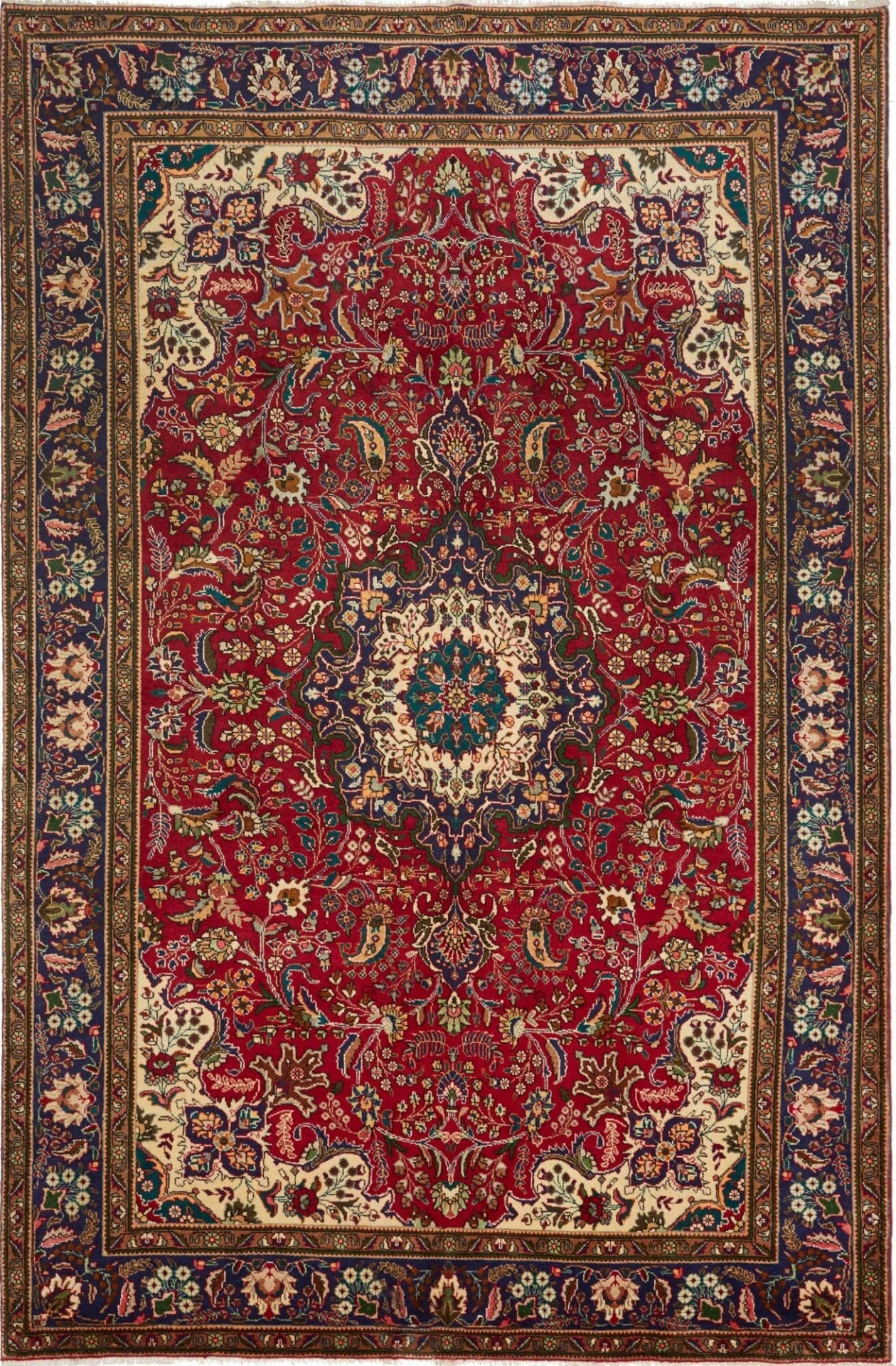 Täbriz Teppich 203 x 303 cm, Schurwolle, Mahi Muster, handgeknüpft