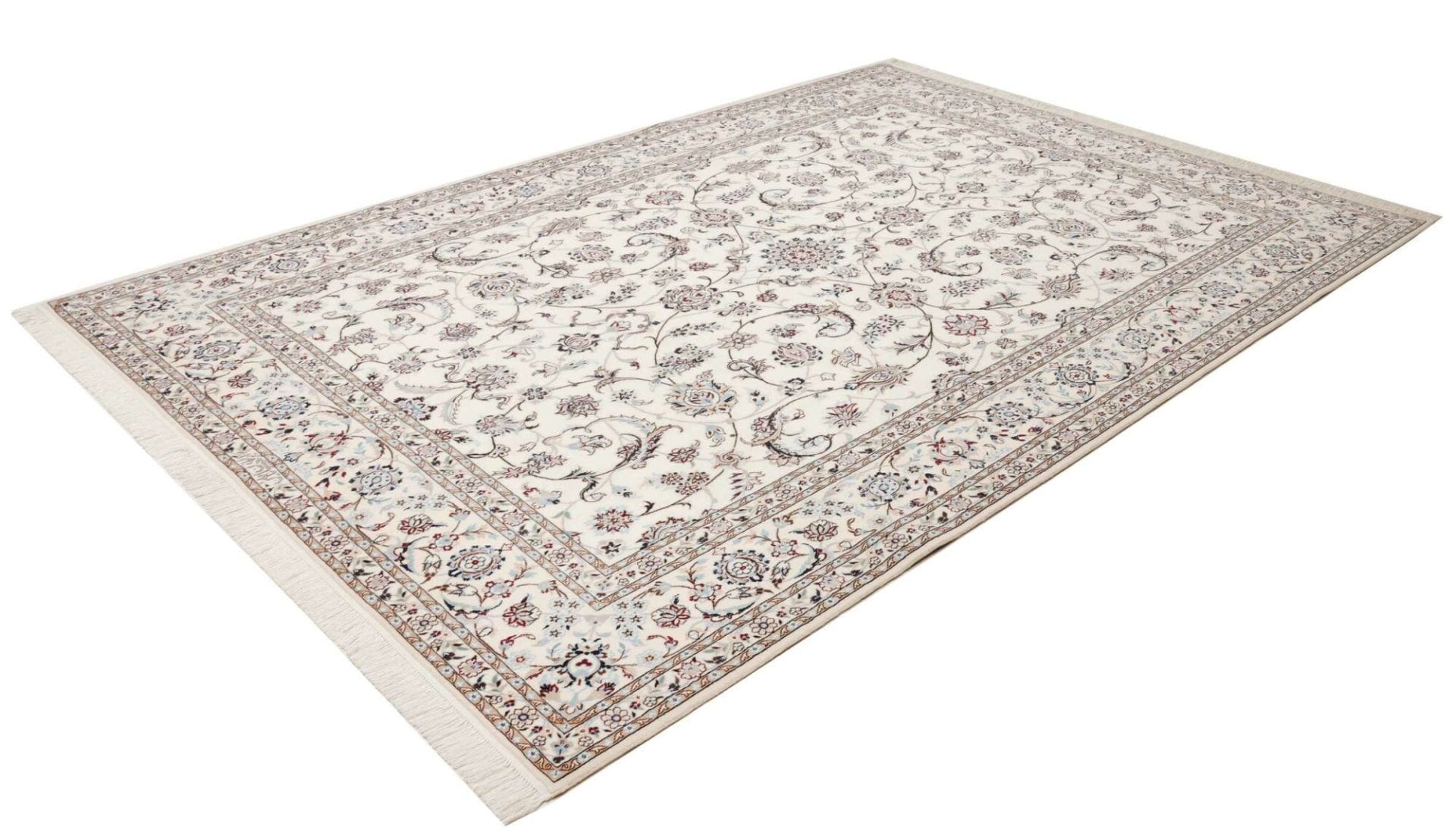 Nain Teppich 208 x 302cm, florale Muster, handgeknüpft, Perserteppich