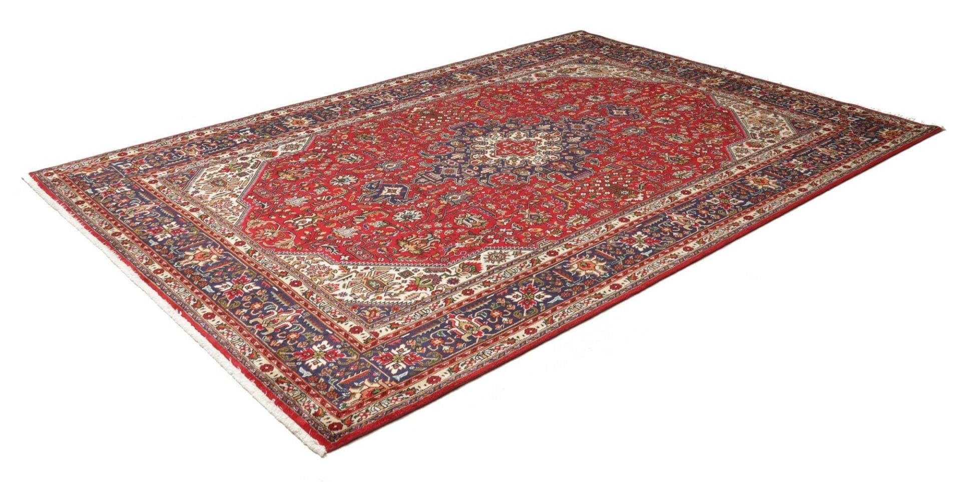 Täbriz Teppich 203 x 297 cm, florales Muster, handgeknüpft, Perserteppich