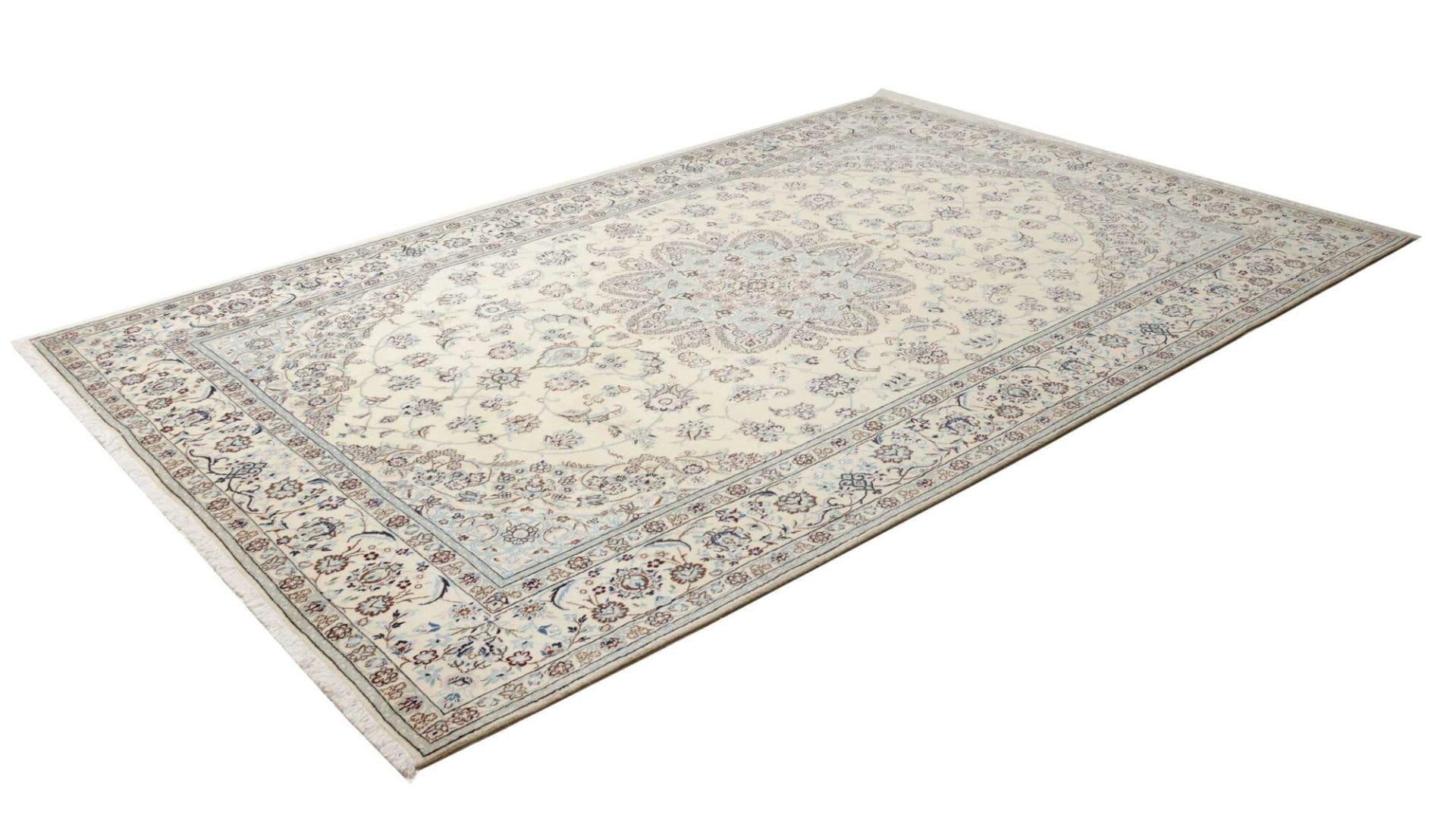 Nain Teppich 205 x 306cm, florale Muster, handgeknüpft, Perserteppich