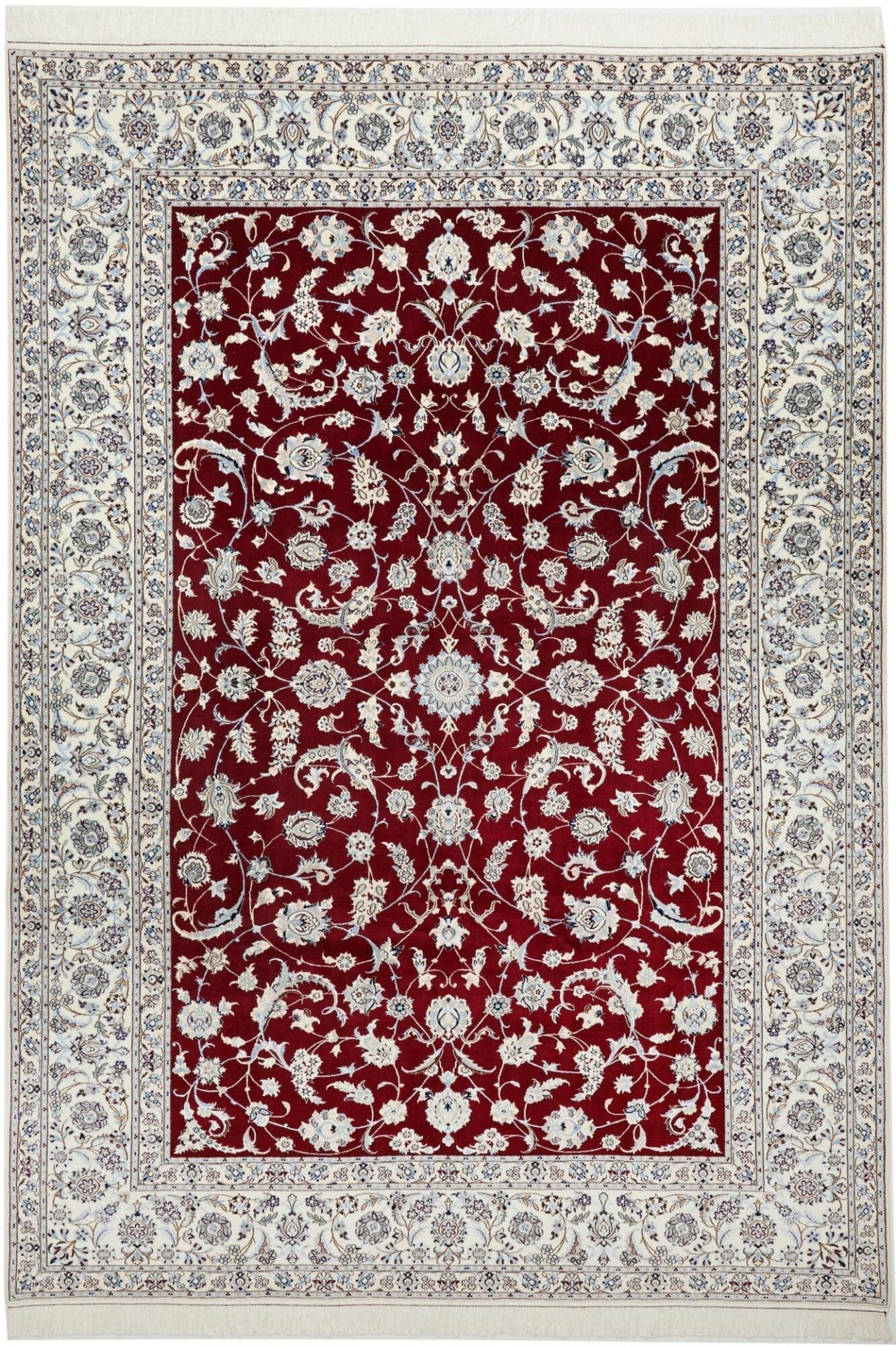 Nain Orientteppich 213 x 302 cm, florales Muster, handgeknüpft