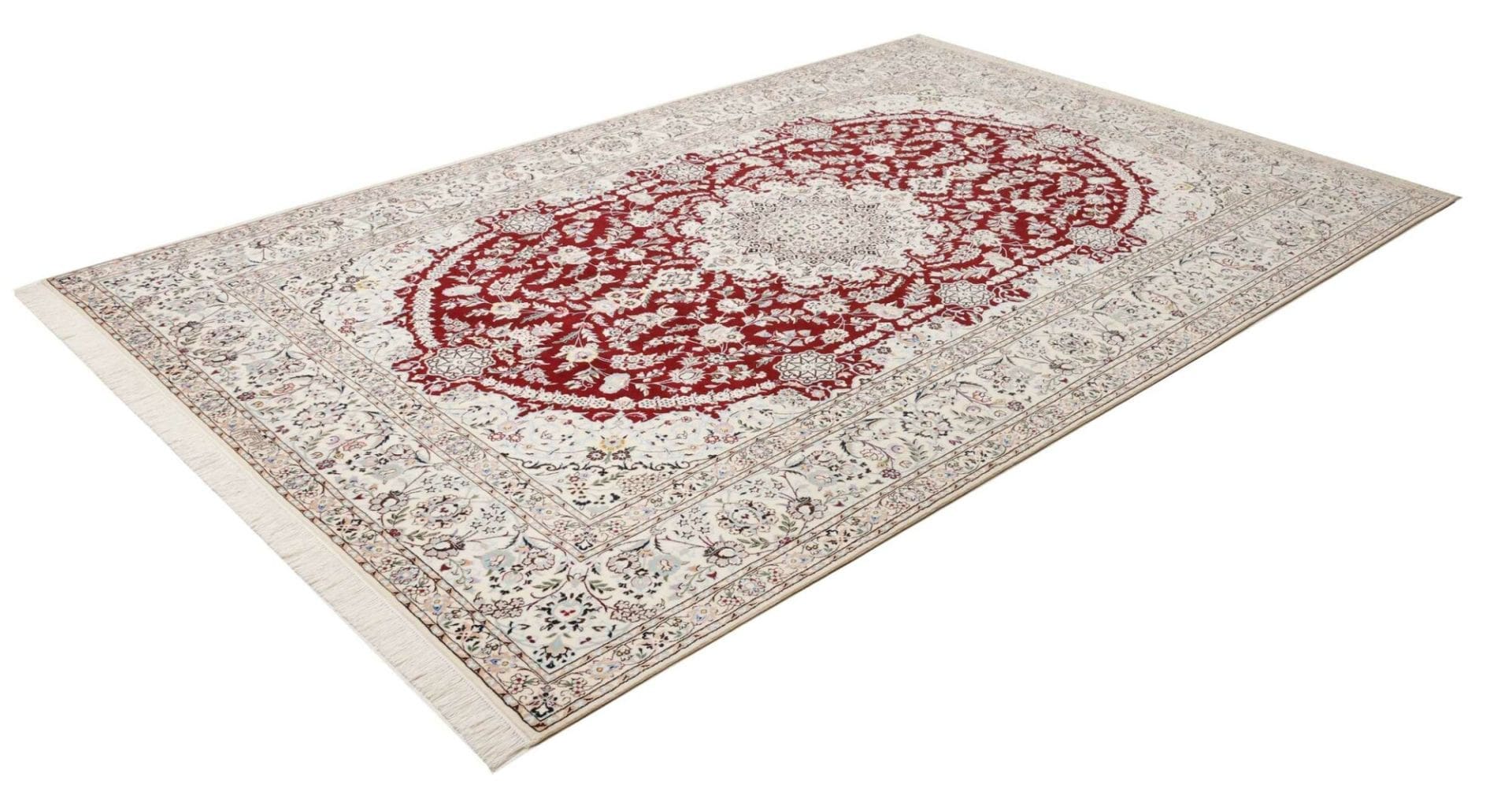 Nain 6La 203 x 307cm, florales Muster, handgeknüpft, Perserteppich H1