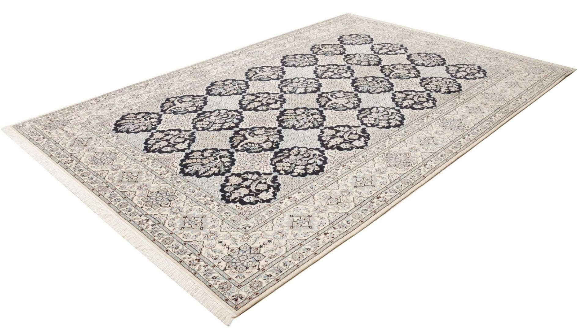 Nain Teppich 209 x 300cm, handgeknüpft, florales Muster, Perserteppich