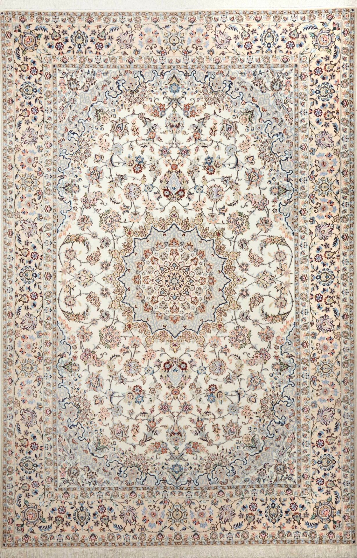 Nain Teppich 211 x 318cm, florale Muster, handgeknüpft, Perserteppich