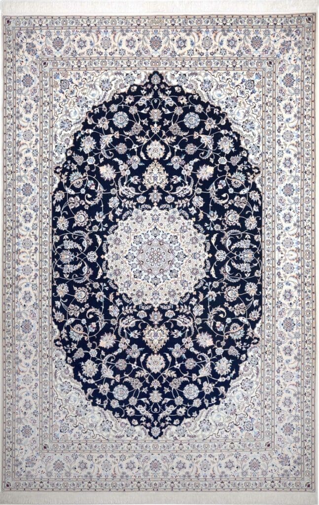 Exklusiver Nain Teppich 215 x 314cm, florale Muster, handgeknüpft