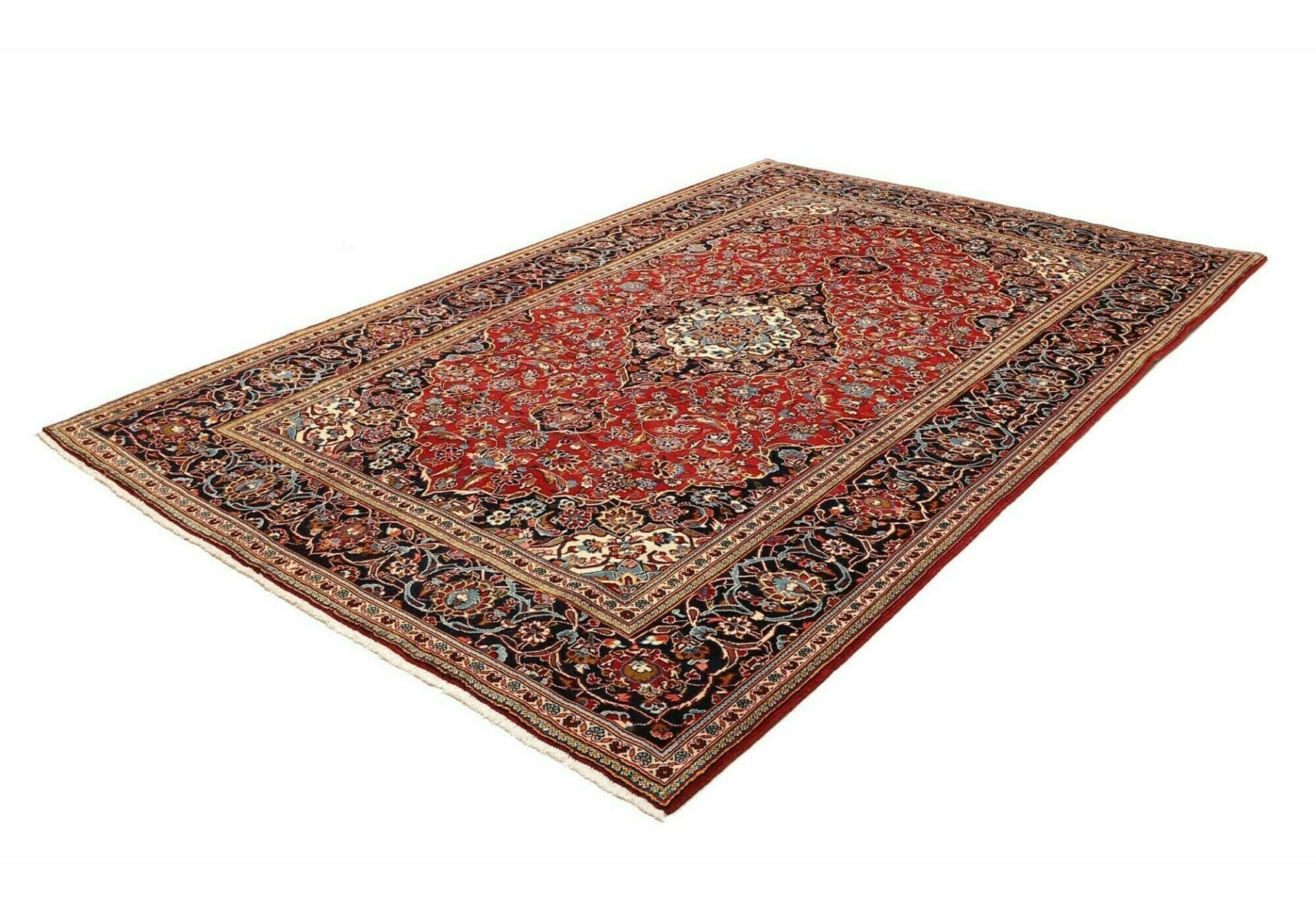 Kashan Teppich 206 x 300cm, Schurwolle, florale Muster, handgeknüpft