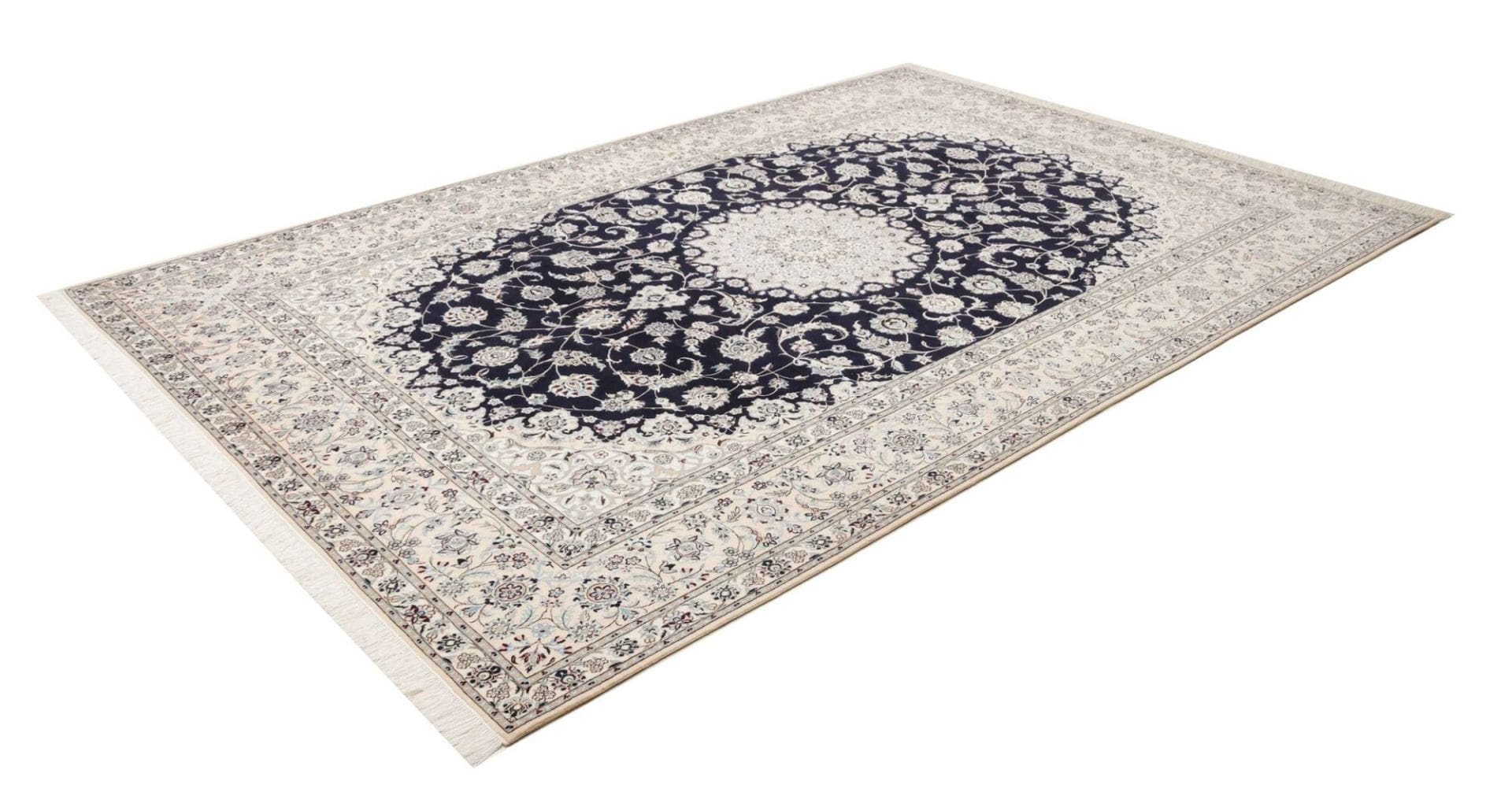 Nain Teppich 214 x 317cm, florales Muster, handgeknüpft, Perserteppich