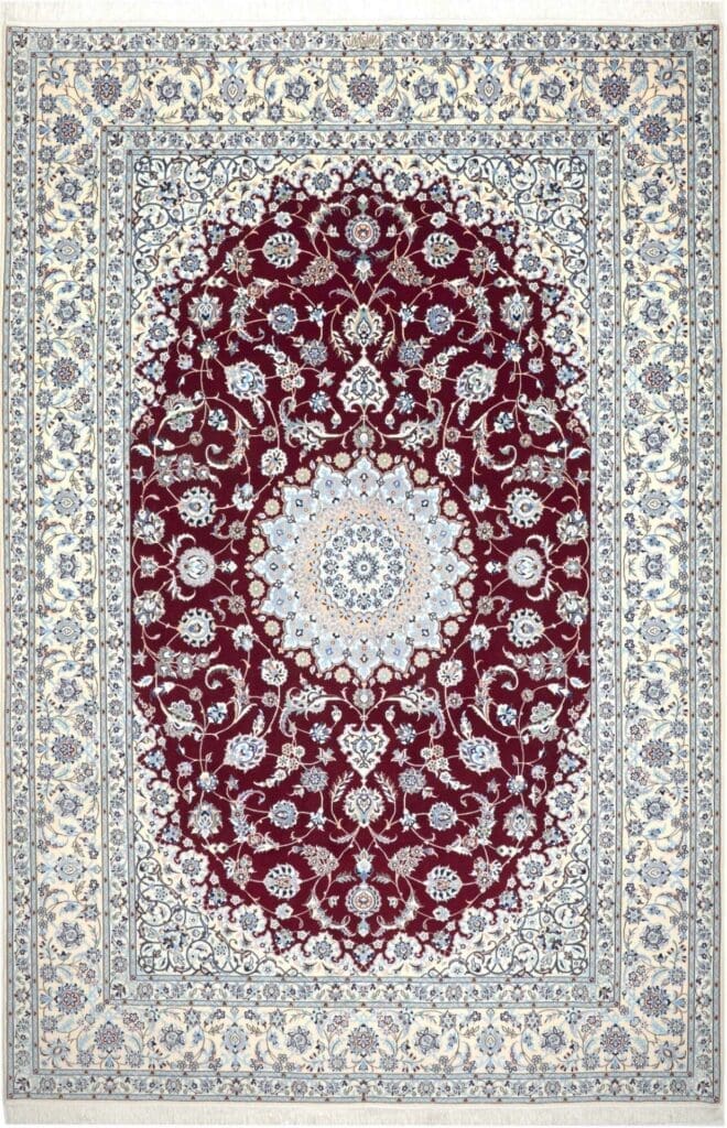 Nain Teppich 211 x 312cm, florale Muster, handgeknüpft, Perserteppich