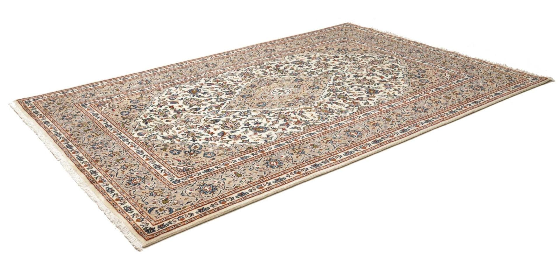 Mashad Teppich 201 x 296cm, florales Muster, handgeknüpft, Perserteppich