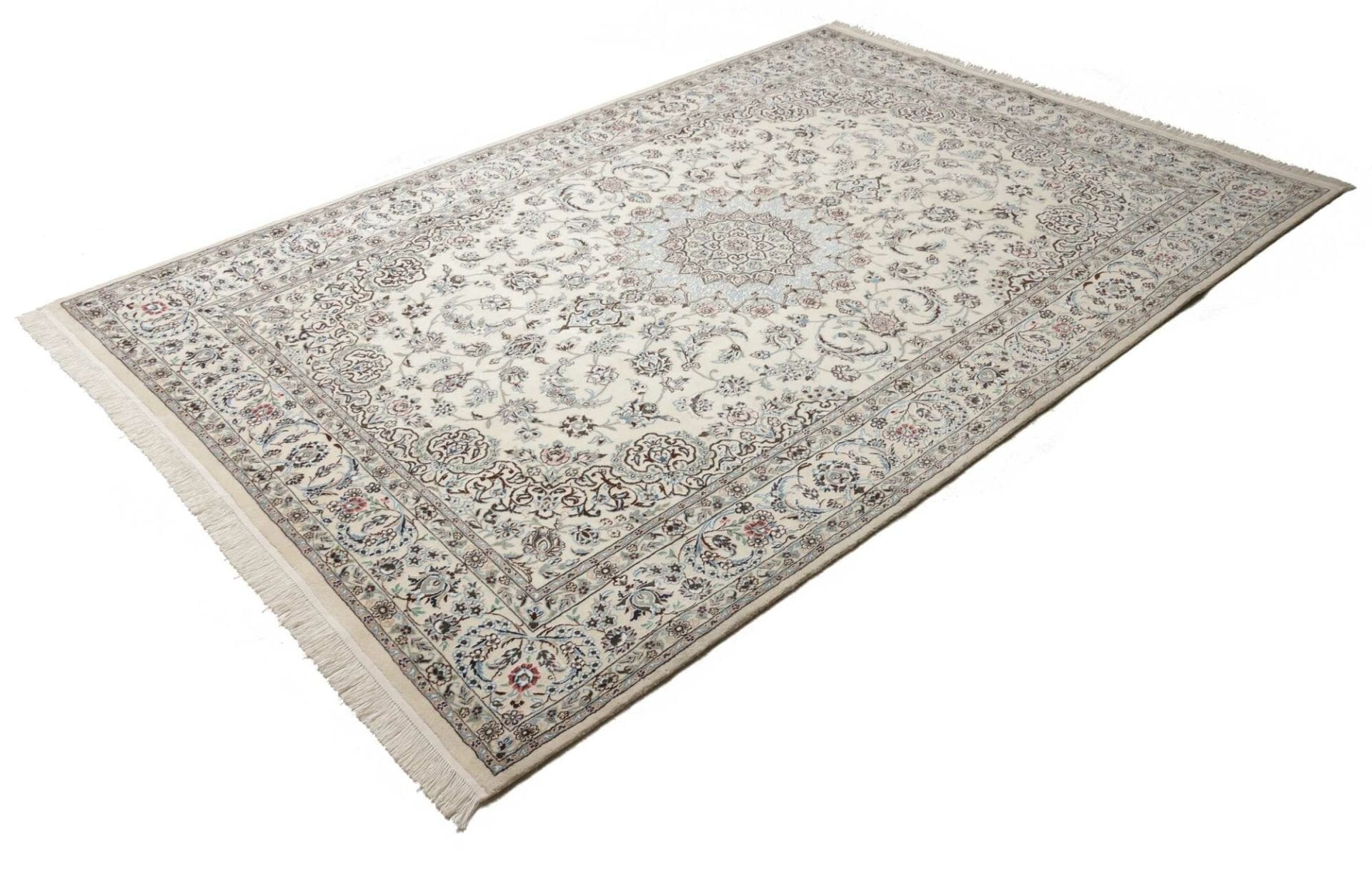Nain Teppich 200 x 293cm, florale Muster, handgeknüpft, Perserteppich