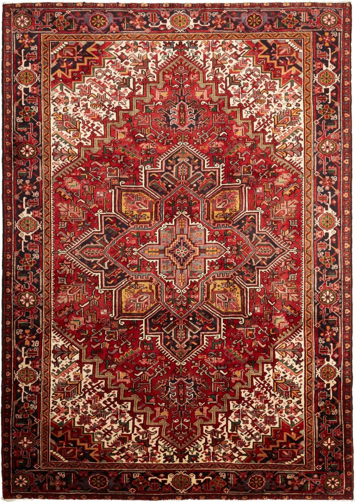 Heriz Teppich 225 x 311cm, geometrische Muster, handgeknüpft