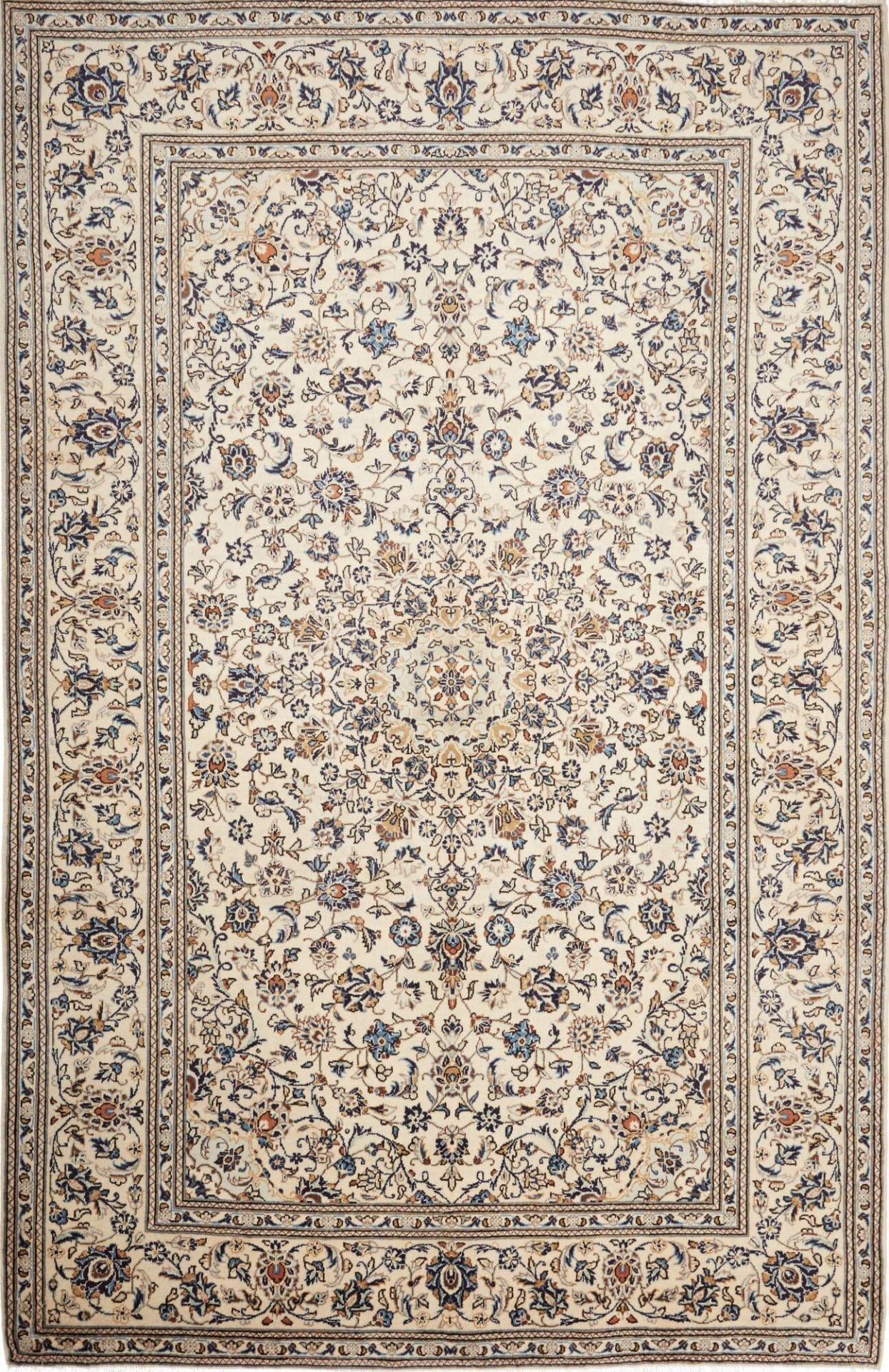 Kashan Teppich 200 x 303cm, Schurwolle, florales Muster, handgeknüpft