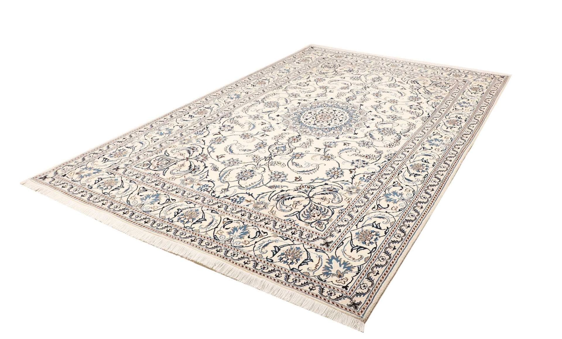 Nain Orientteppich 200 x 293 cm, florale Muster, handgeknüpft