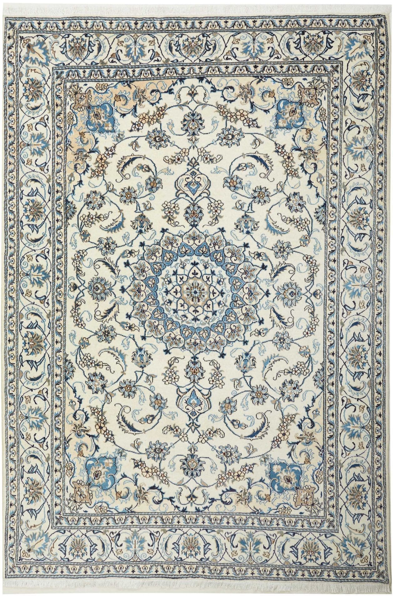 Nain Teppich 198 x 288 cm – handgeknüpft, florale Muster, Perserteppich