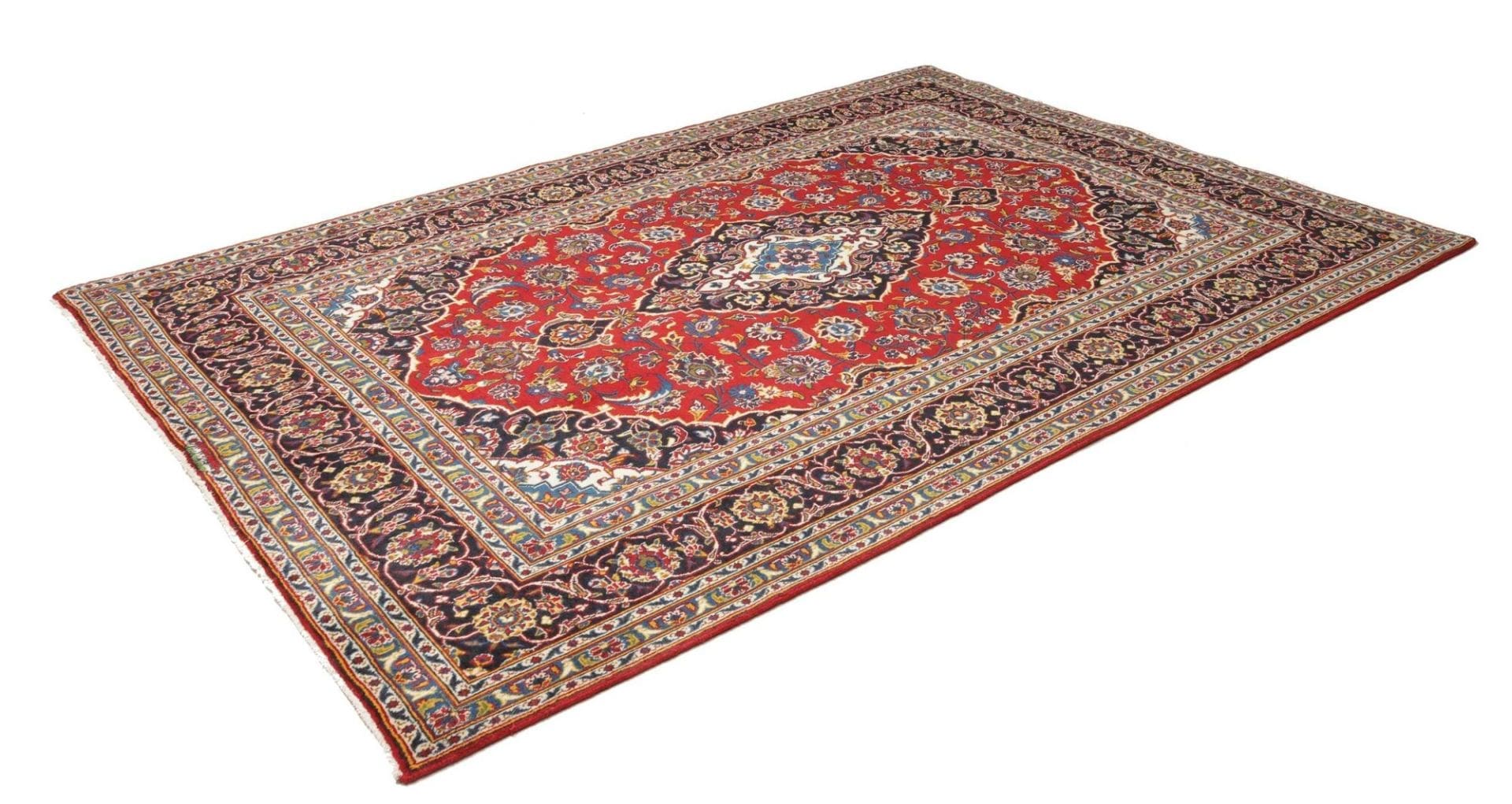 Kashan Teppich 203 x 285cm, florale Muster, handgeknüpft, Perserteppich