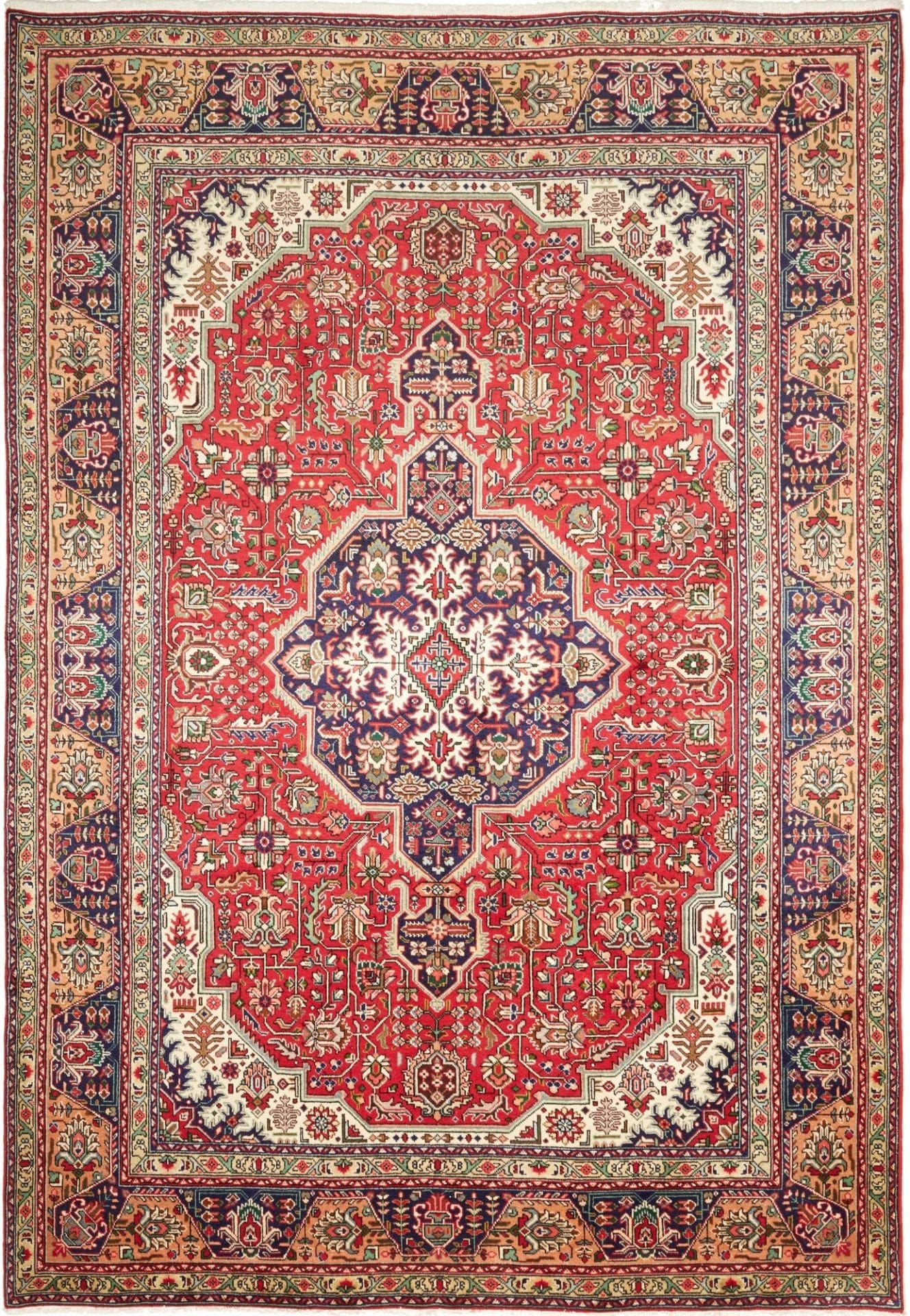 Täbriz Teppich 203 x 292cm, handgeknüpft, florale Muster, Perserteppich