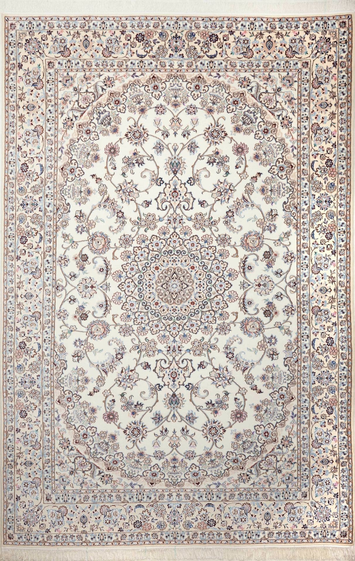 Exklusiver Nain Teppich 208 x 317cm, florales Muster, handgeknüpft