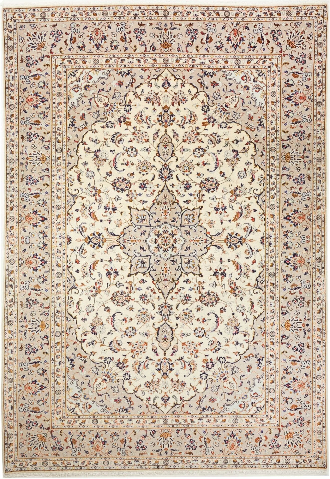 Kashan Teppich 199 x 292cm, florale Muster, handgeknüpft, Perserteppich