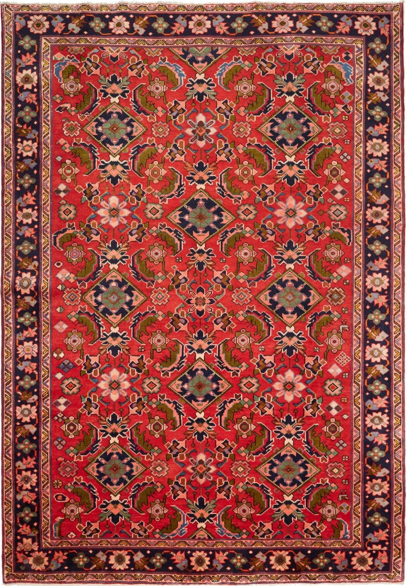 Orientteppich Sarough 210 x 302 cm, handgeknüpft, Schurwolle, florales Muster