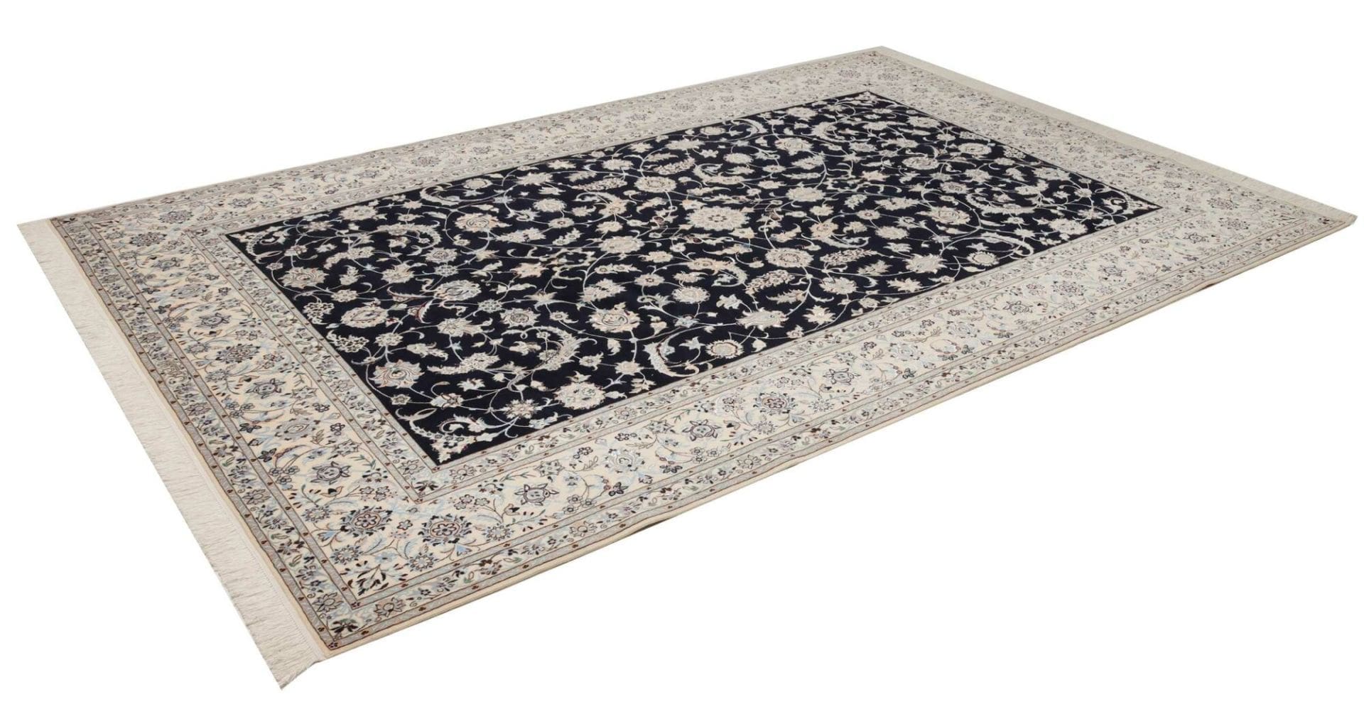 Orientteppich Nain 208 x 307 cm, handgeknüpft, Schurwolle, floral