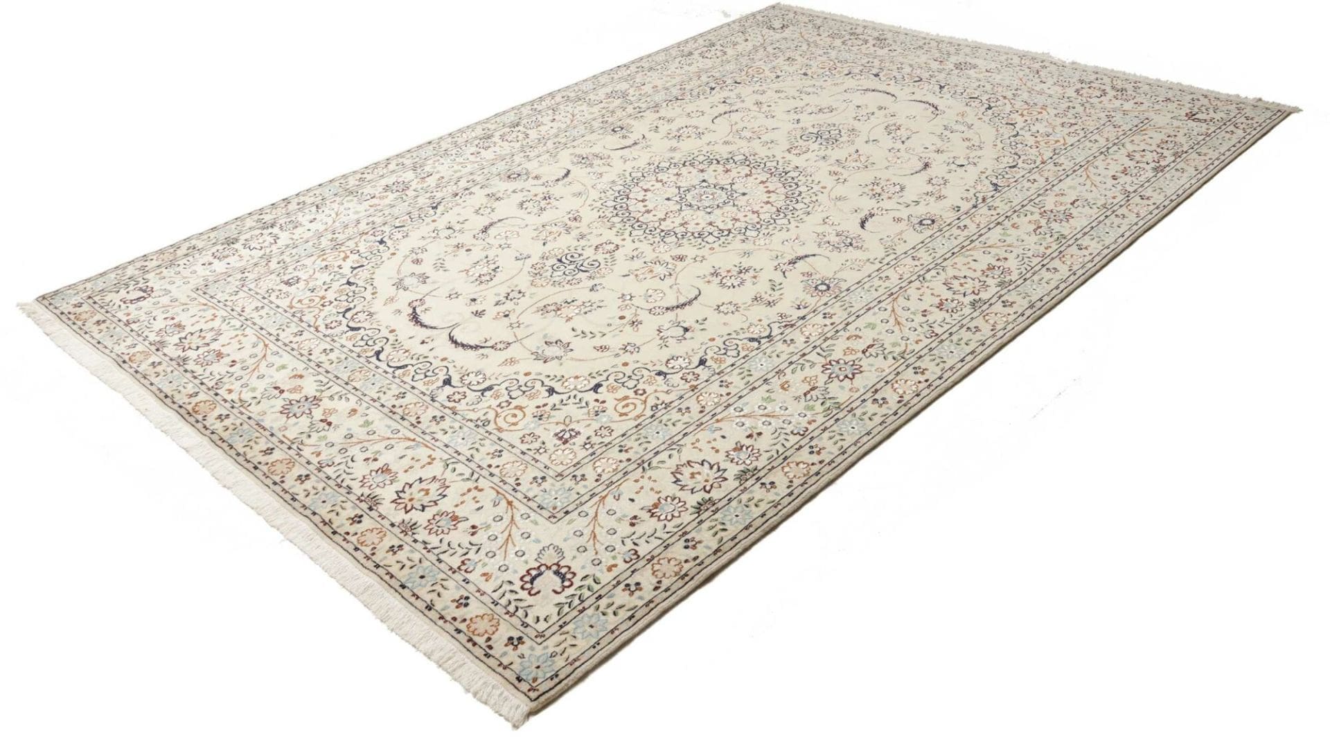 Nain Teppich 213 x 307cm, florale Muster, handgeknüpft, Perserteppich