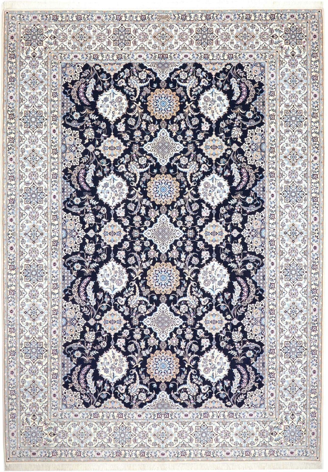 Nain 6La Teppich 220 x 305cm, florales Muster, Schurwolle, handgeknüpft H1